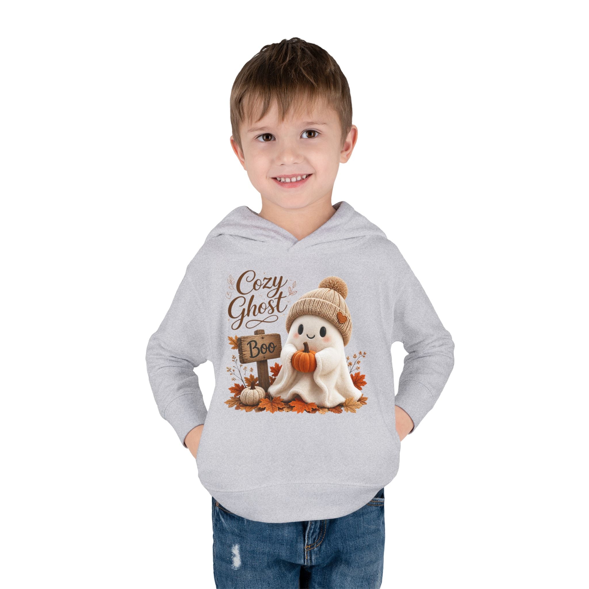 Toddler Hoodie – 'Cozy Ghost' Fall Halloween Pullover