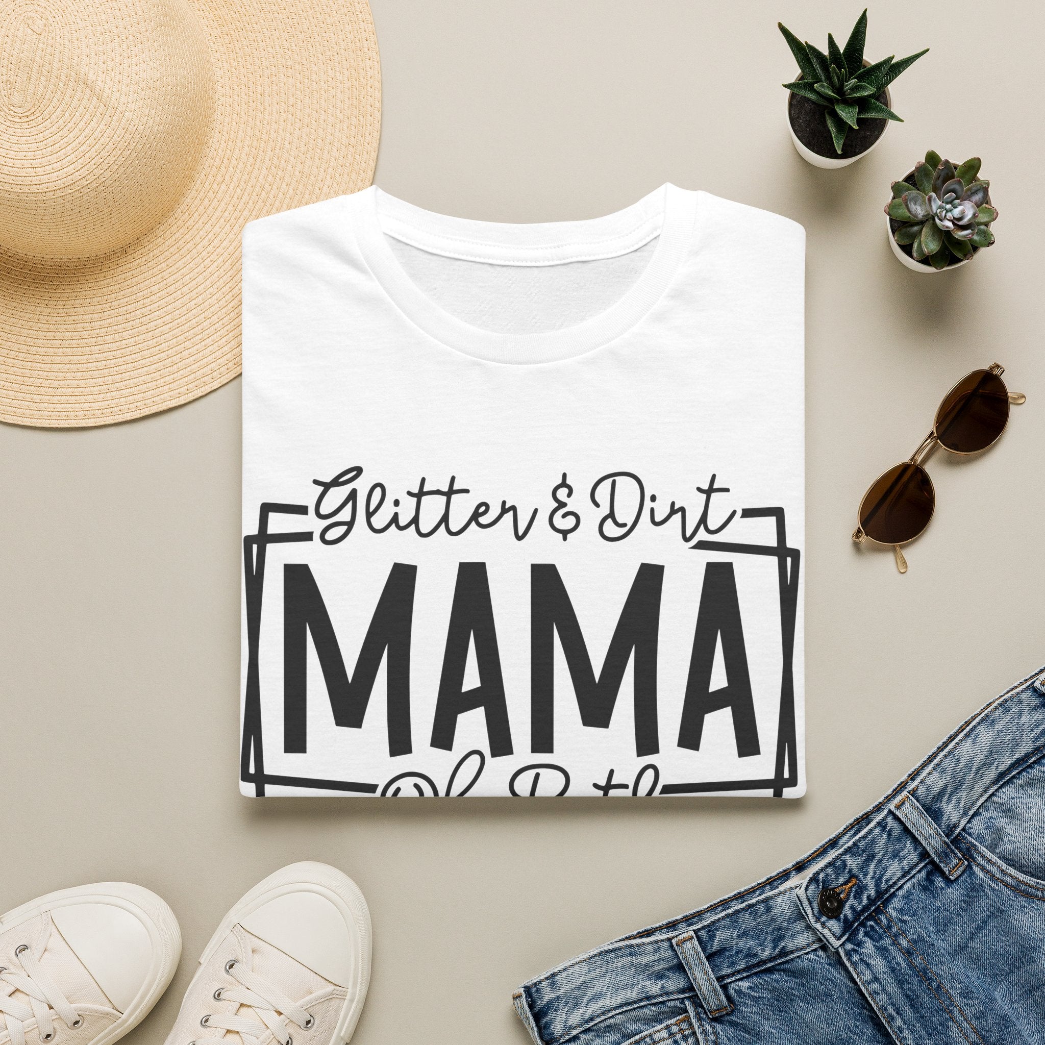Mama of Both T-Shirt — "Glitter & Dirt" Mom Tee