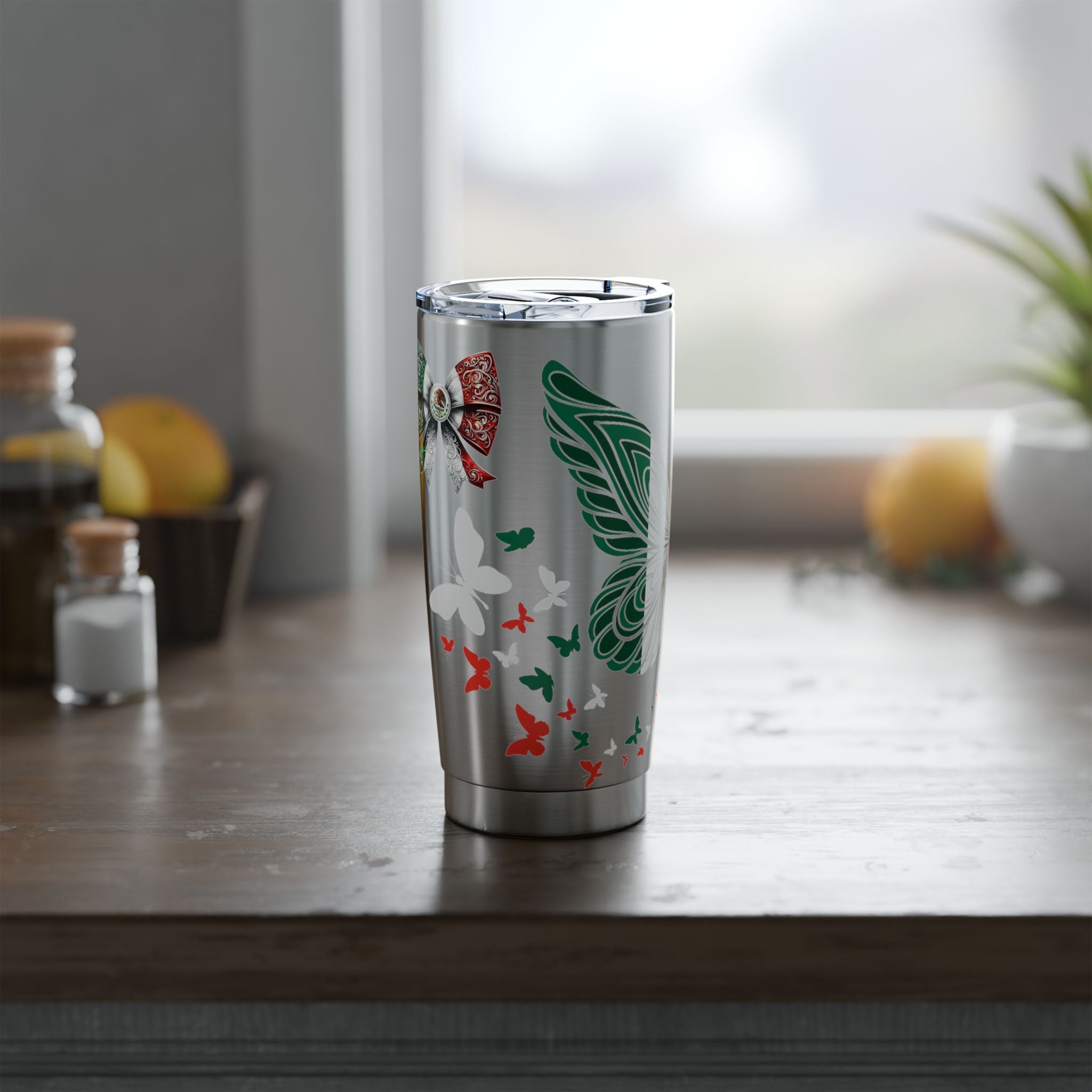 Mexican Butterfly 20oz Tumbler — Patriotic Rose & Bow Travel Cup