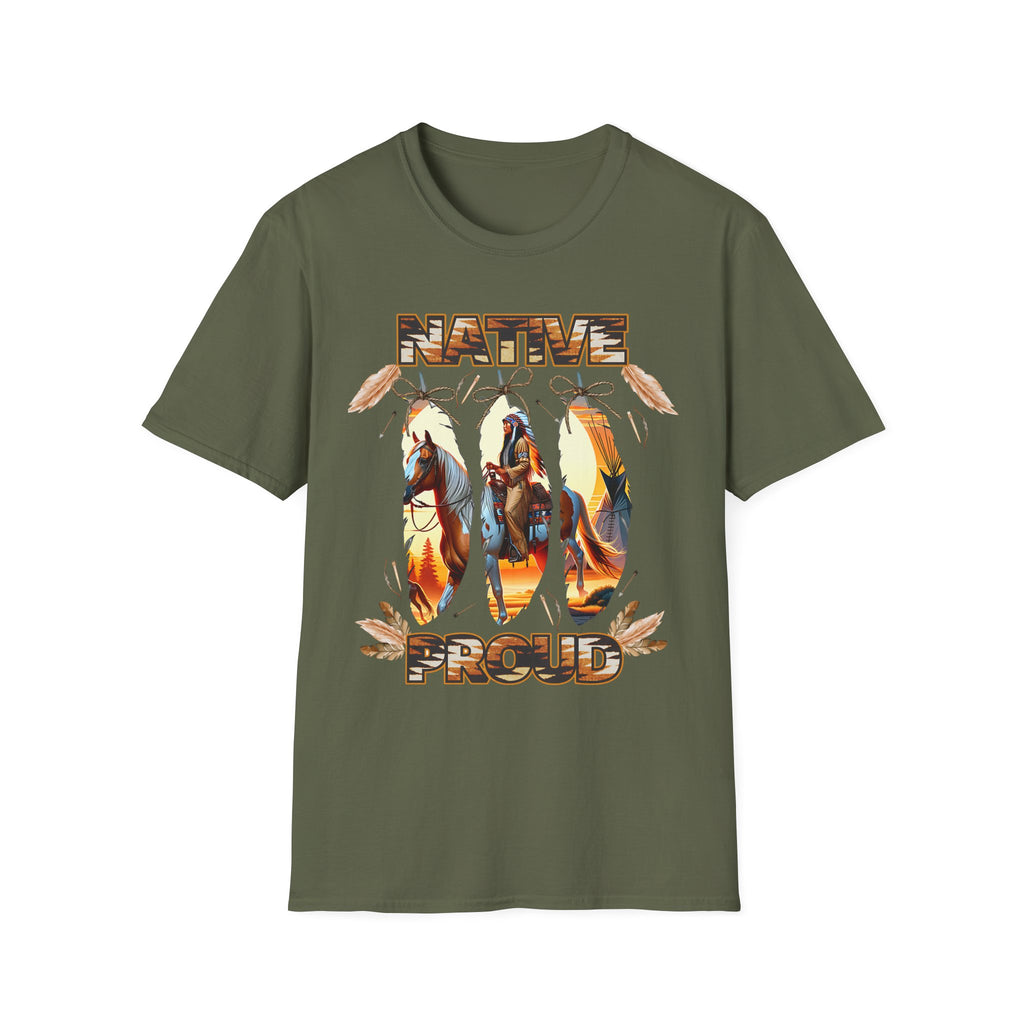 Native Proud T-Shirt — Tribal Feather Graphic Tee