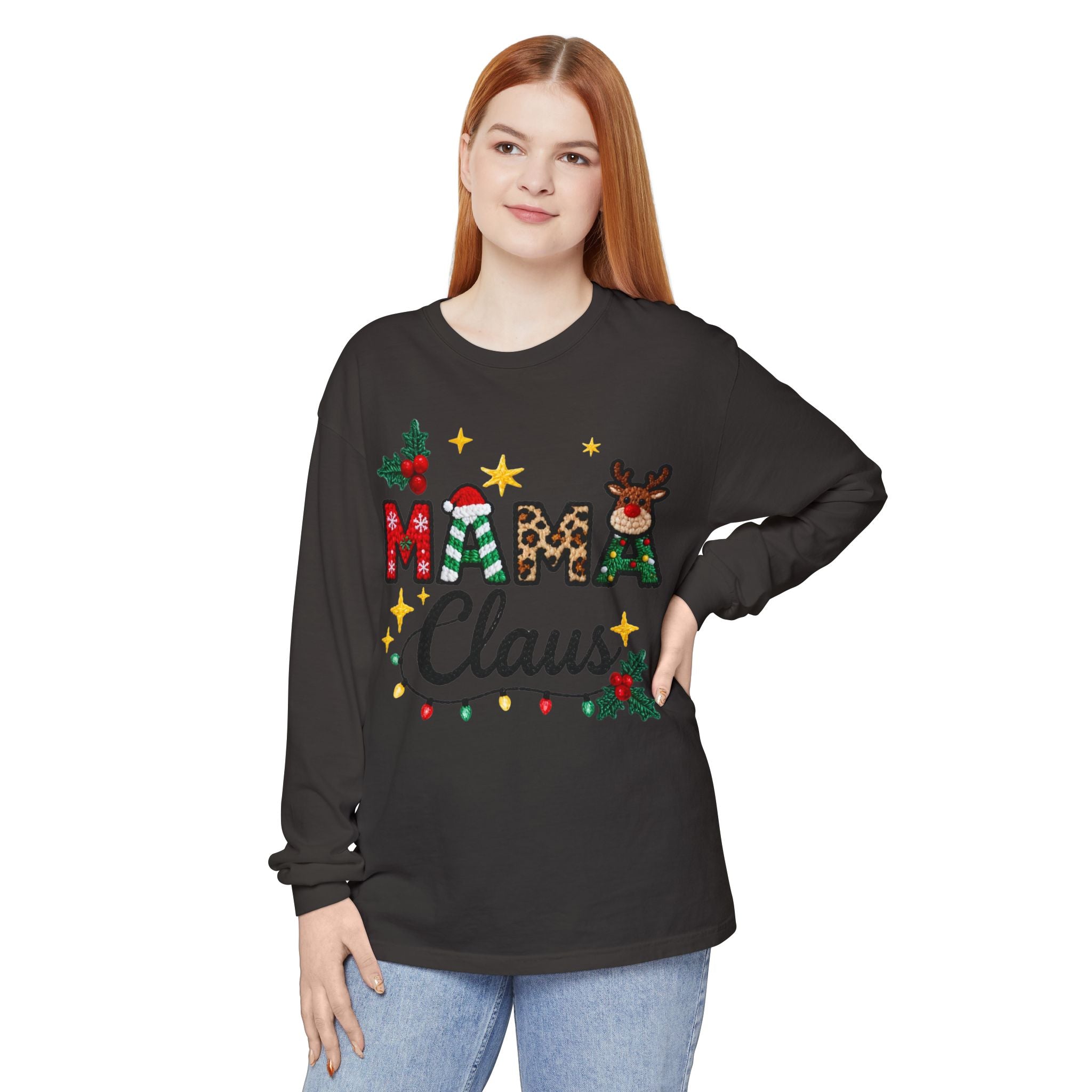 Mama Claus Long Sleeve Tee — Christmas Holiday Family Shirt