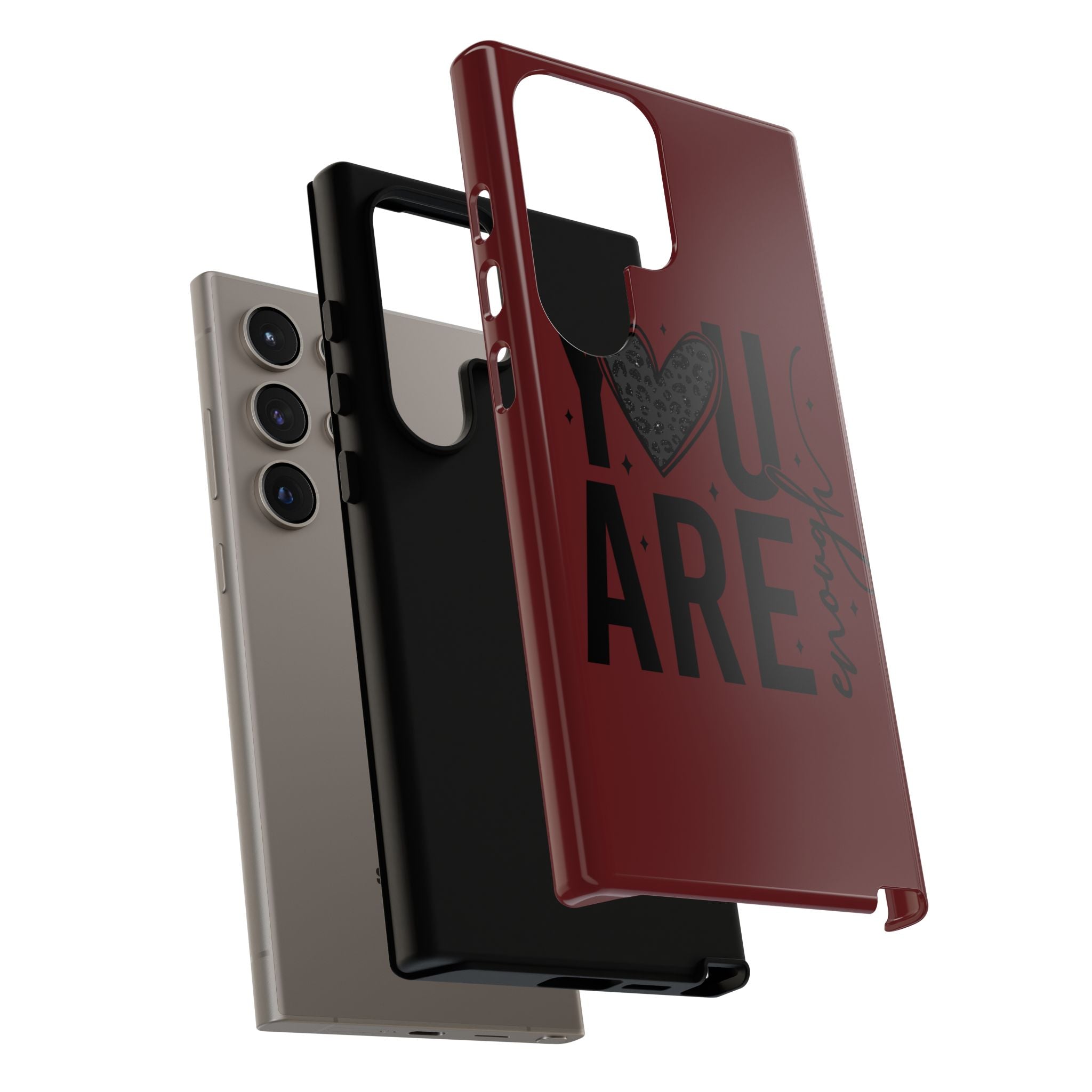 You Are Enough Phone Case — Inspirational Protective iPhone Cover (Maroon)