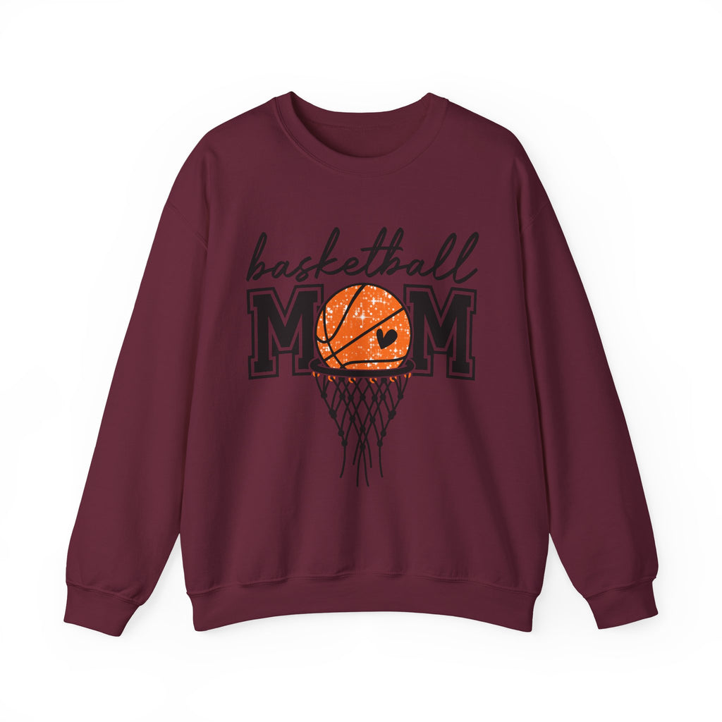 Basketball Mom Crewneck Sweatshirt — Mom Basketball Shirt with Hoop Graphic