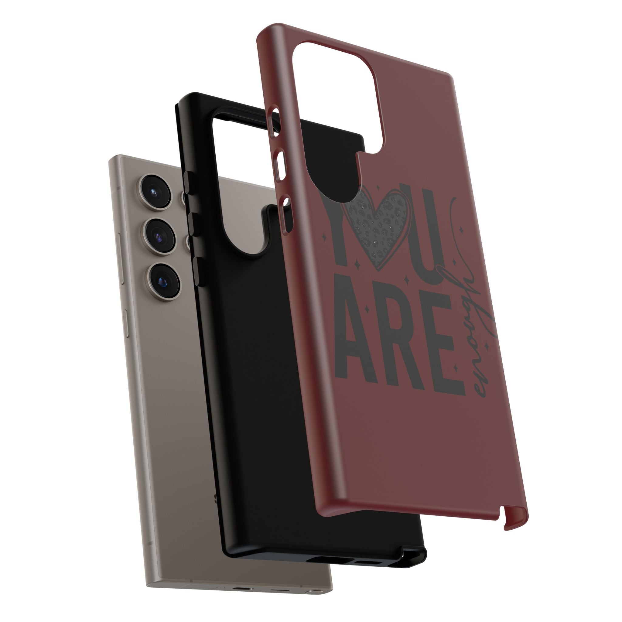 You Are Enough Phone Case — Inspirational Protective iPhone Cover (Maroon)