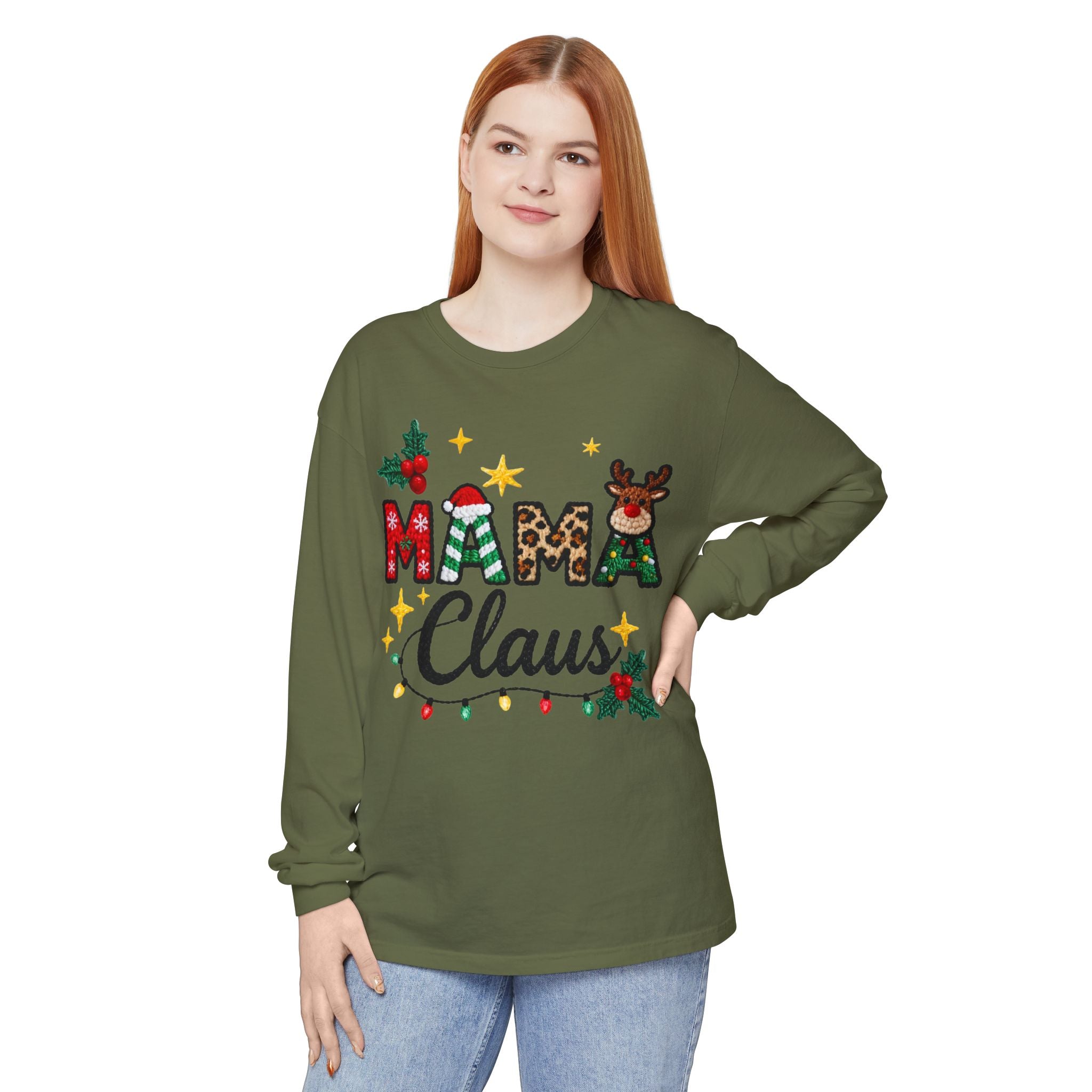 Mama Claus Long Sleeve Tee — Christmas Holiday Family Shirt