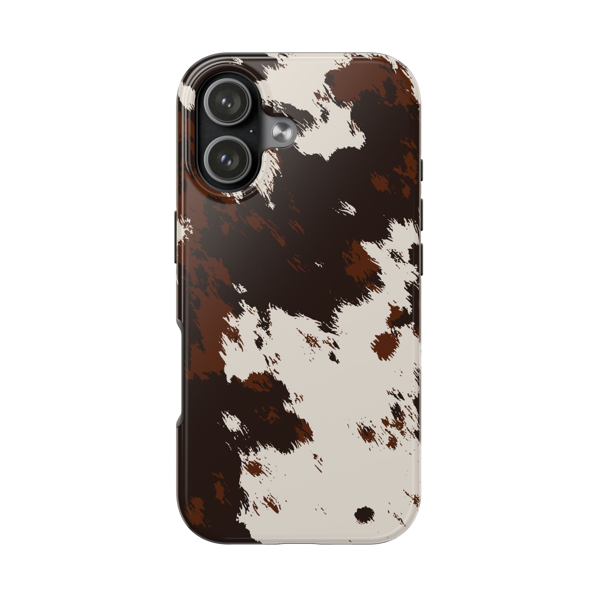 Cowhide Print Tough Phone Case — Brown & White Western Rugged Protection