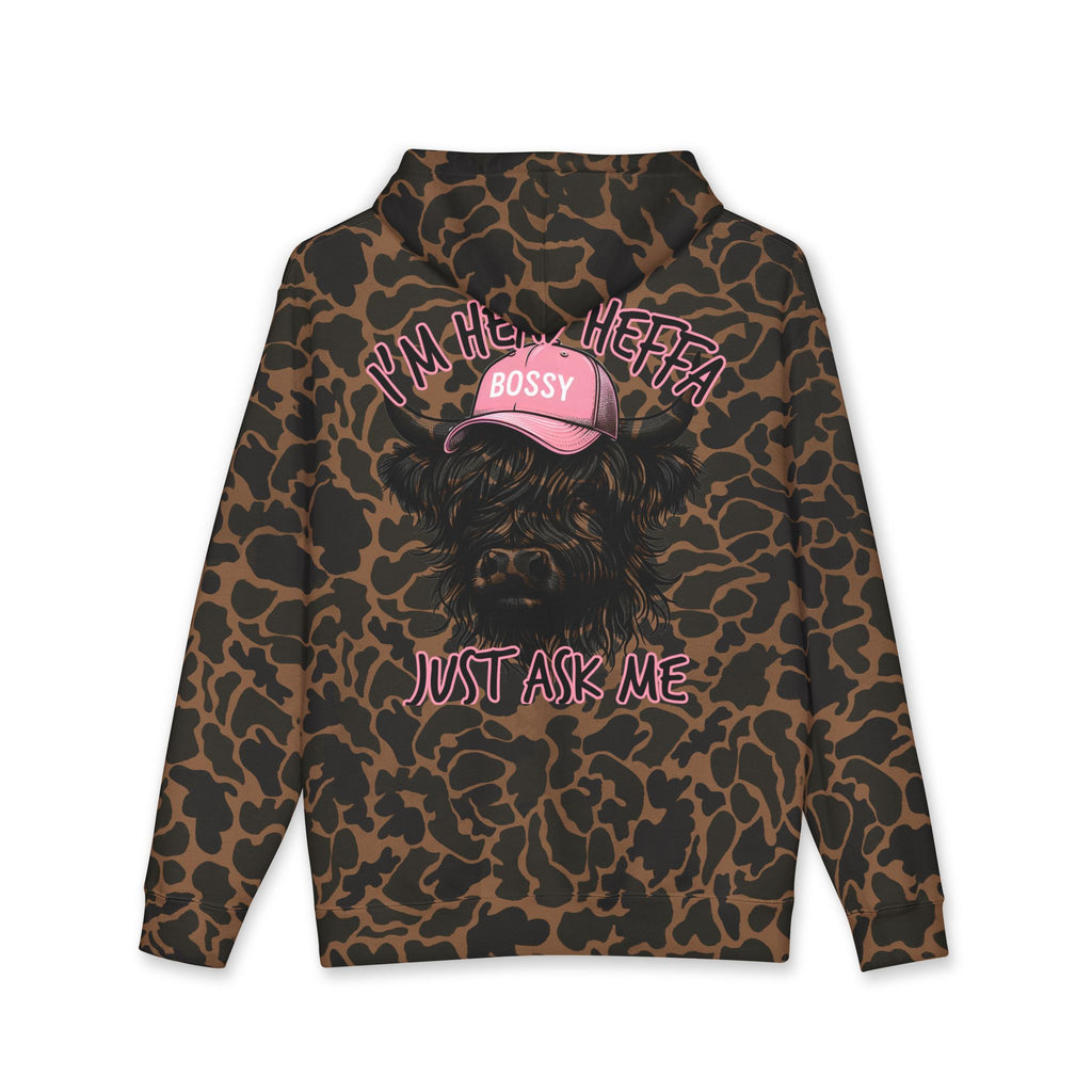 Bossy Heffa Hoodie — "I’m Her Heffa Just Ask Me" Highland Cow Pullover