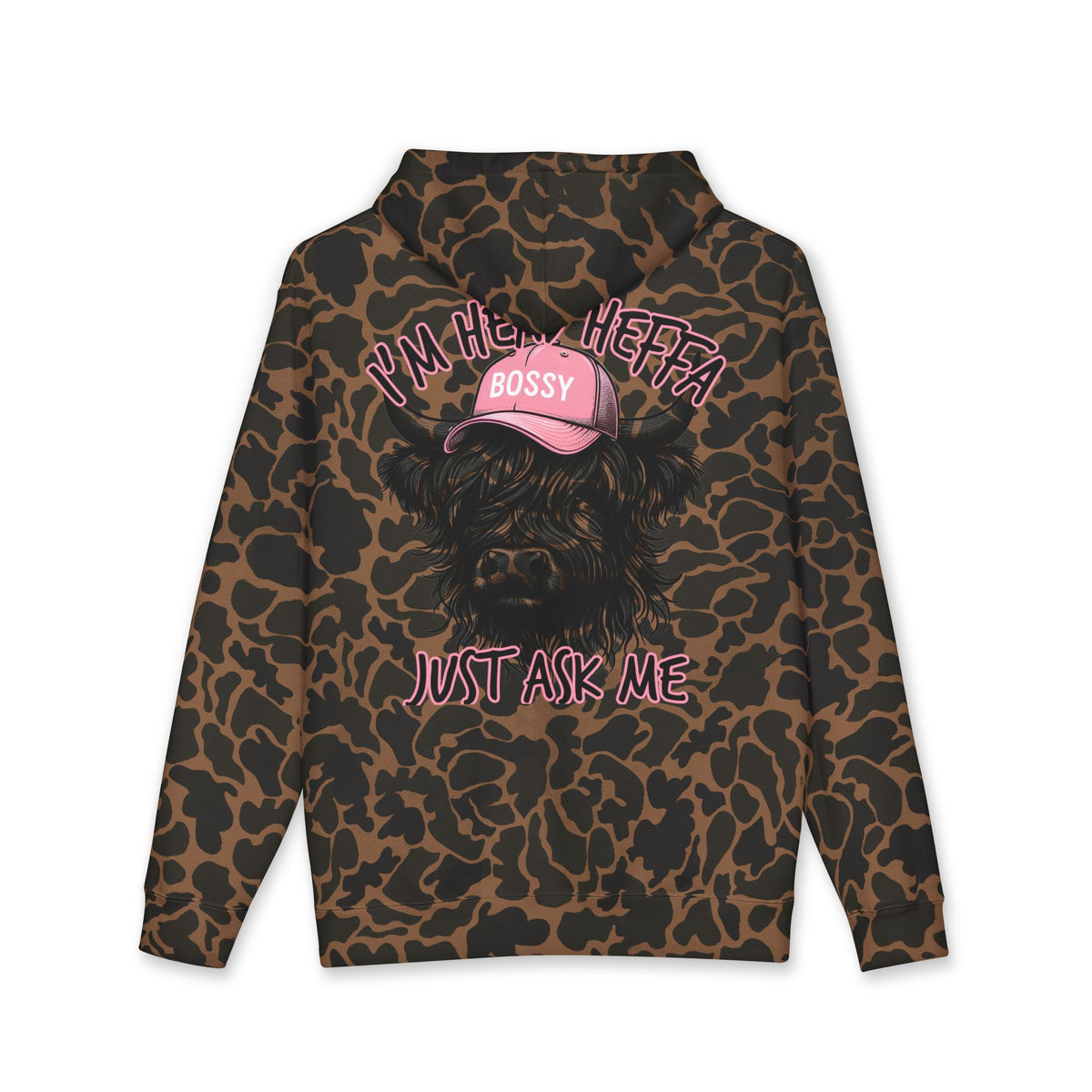 Bossy Heffa Hoodie — "I’m Her Heffa Just Ask Me" Highland Cow Pullover
