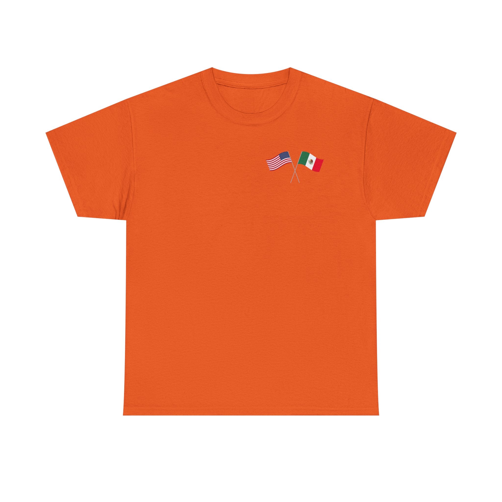 American & Italian Flag Tee with Vintage Rose Back — Patriotic Floral T-Shirt