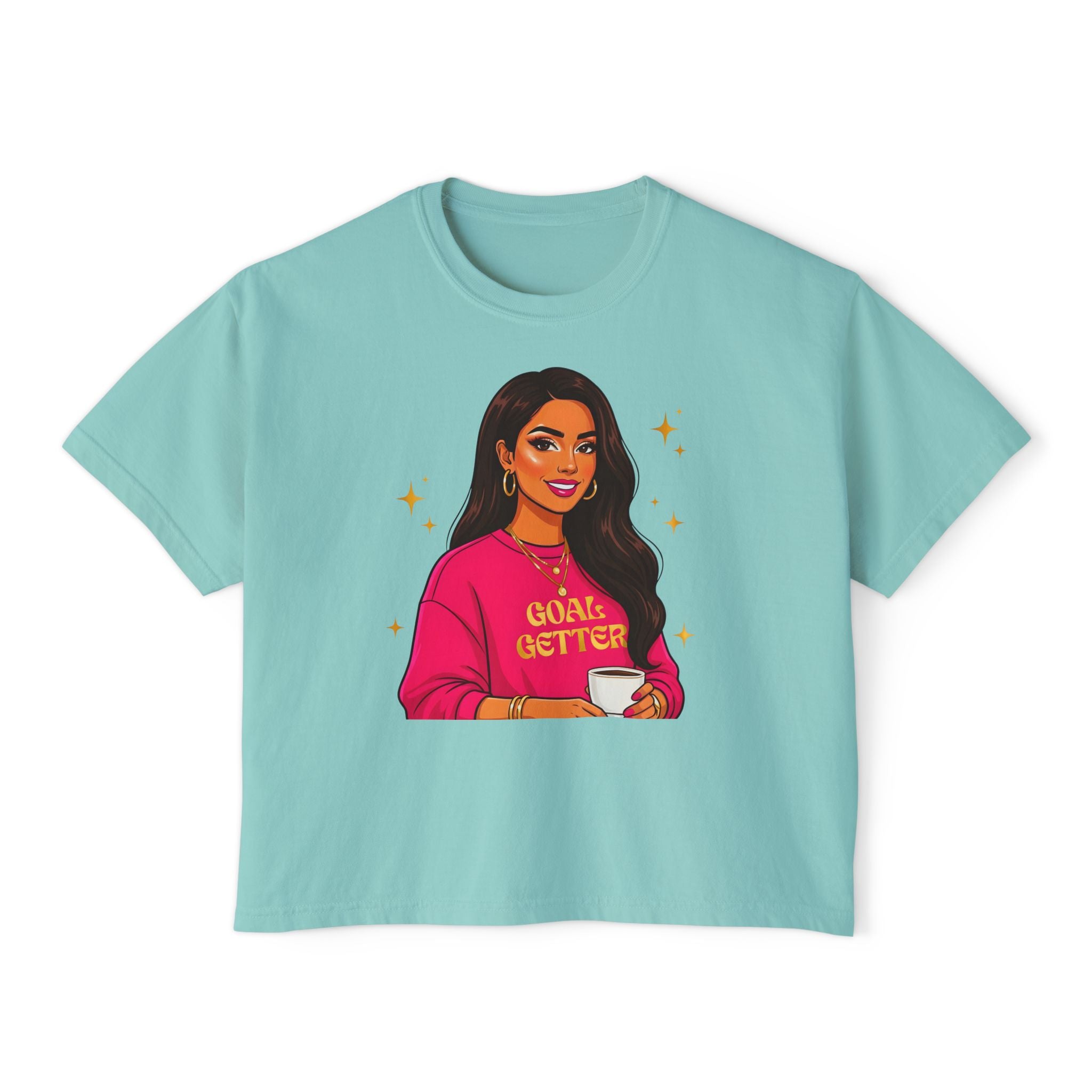 Goal Getter Women's Boxy Tee — Empowering Graphic Crop Top