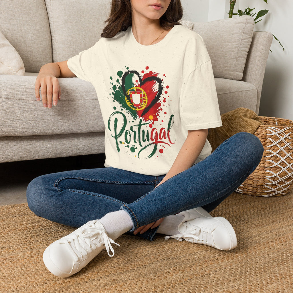 Portugal Heart Flag T-Shirt — Watercolor Portugal Graphic Tee