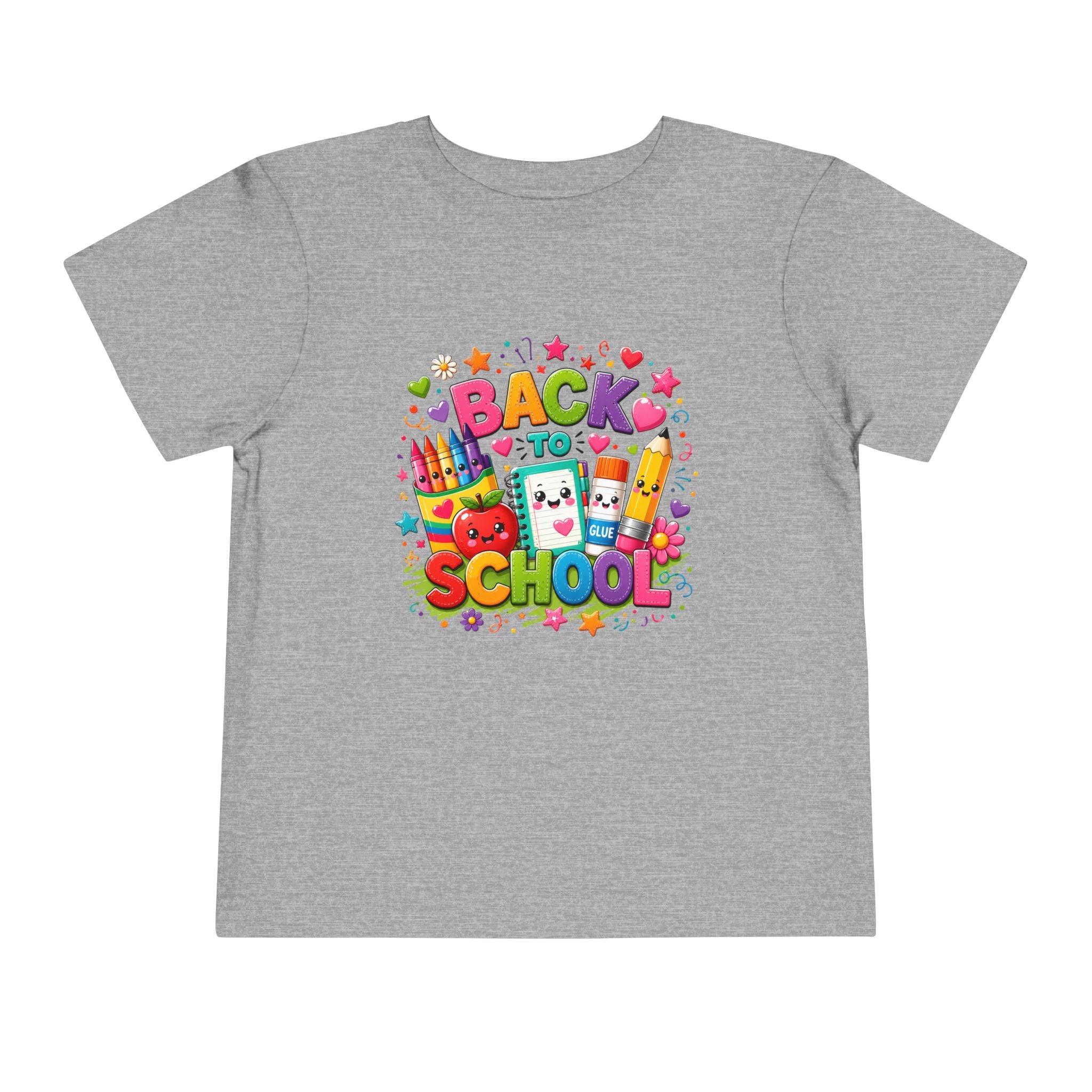 Back to School Toddler Tee – Cute Kawaii School Supplies Graphic