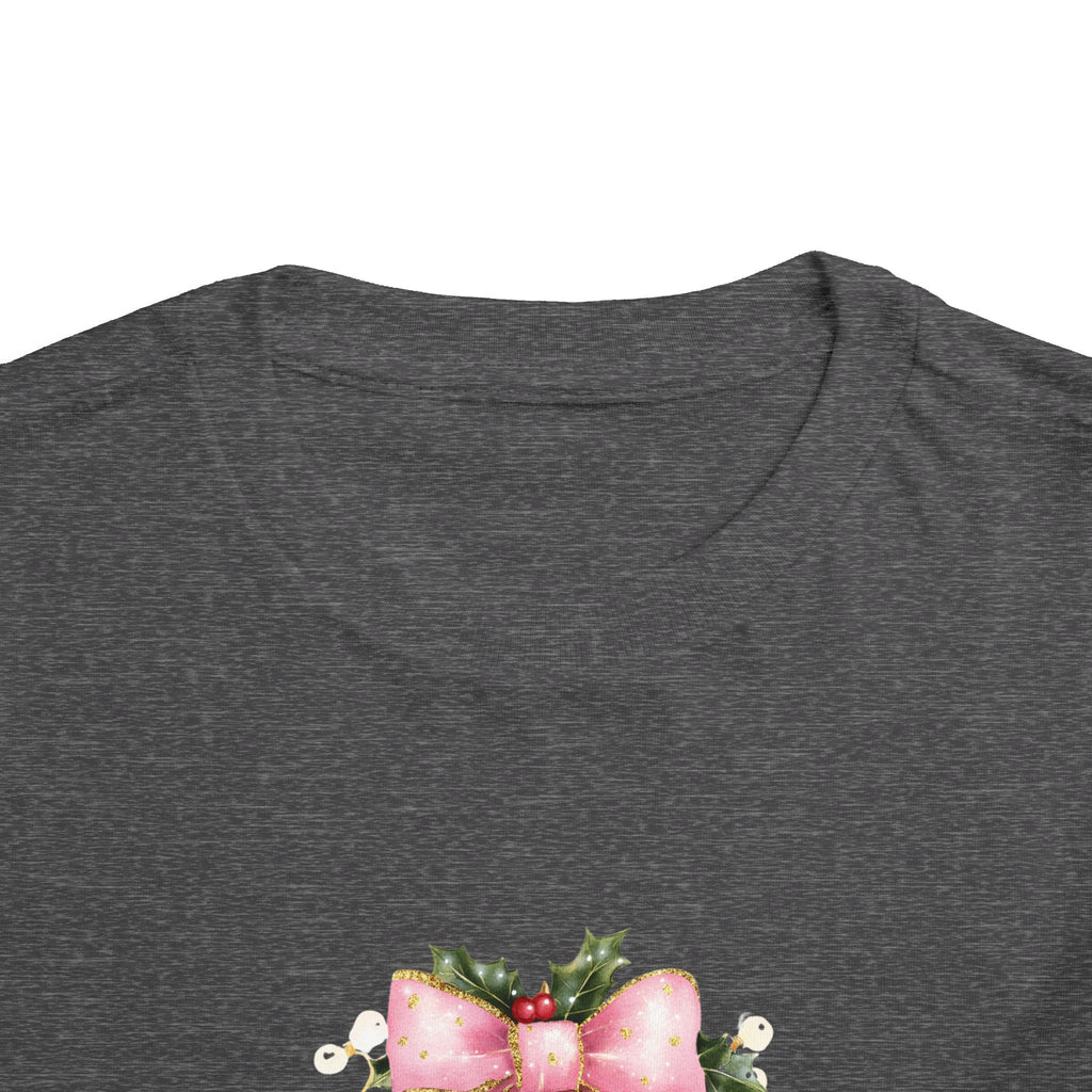 Toddler Christmas Tree Tee — Pink Bow Holiday Shirt