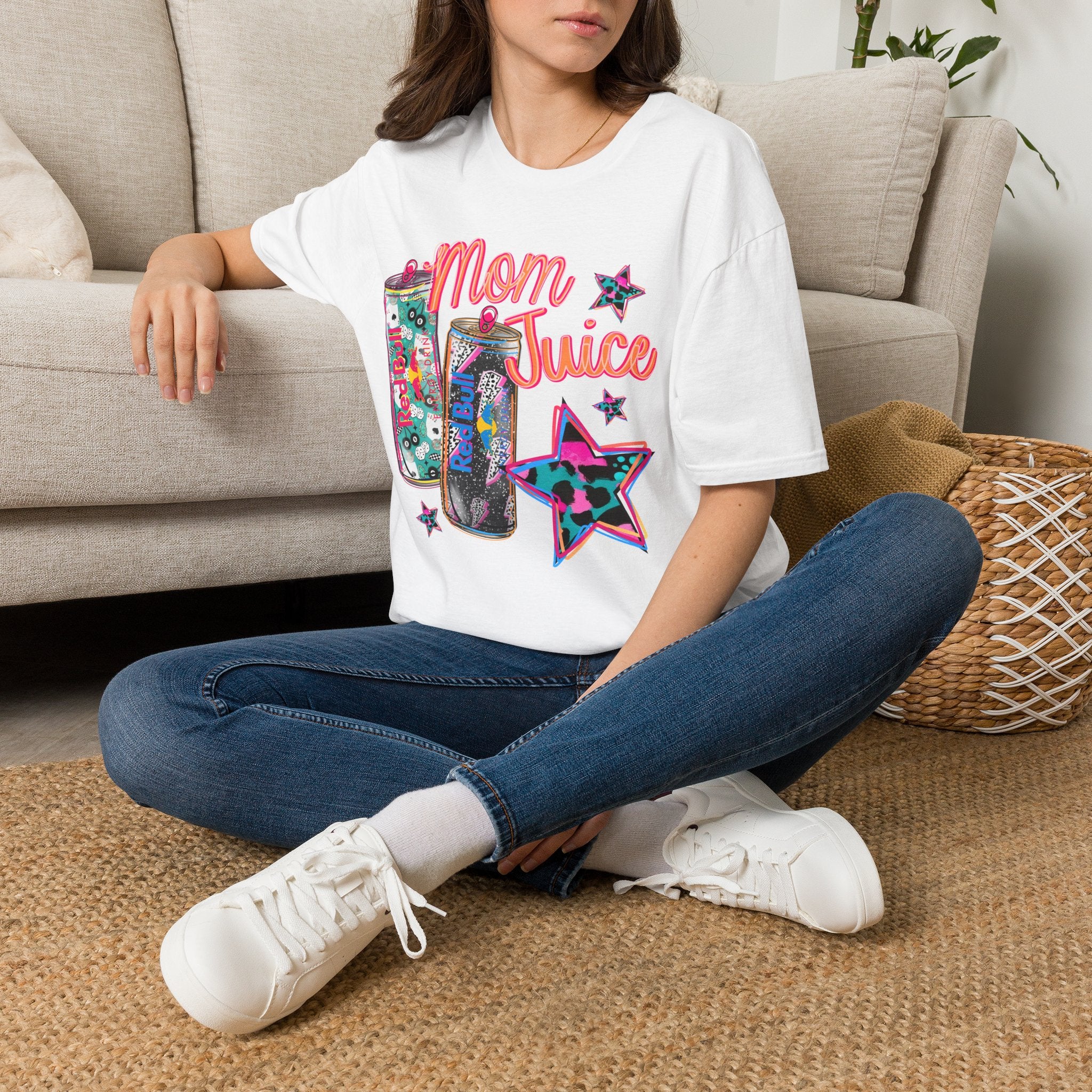 Mom Juice T-Shirt — Funny Red Bull Energy Drink Graphic Tee for Moms