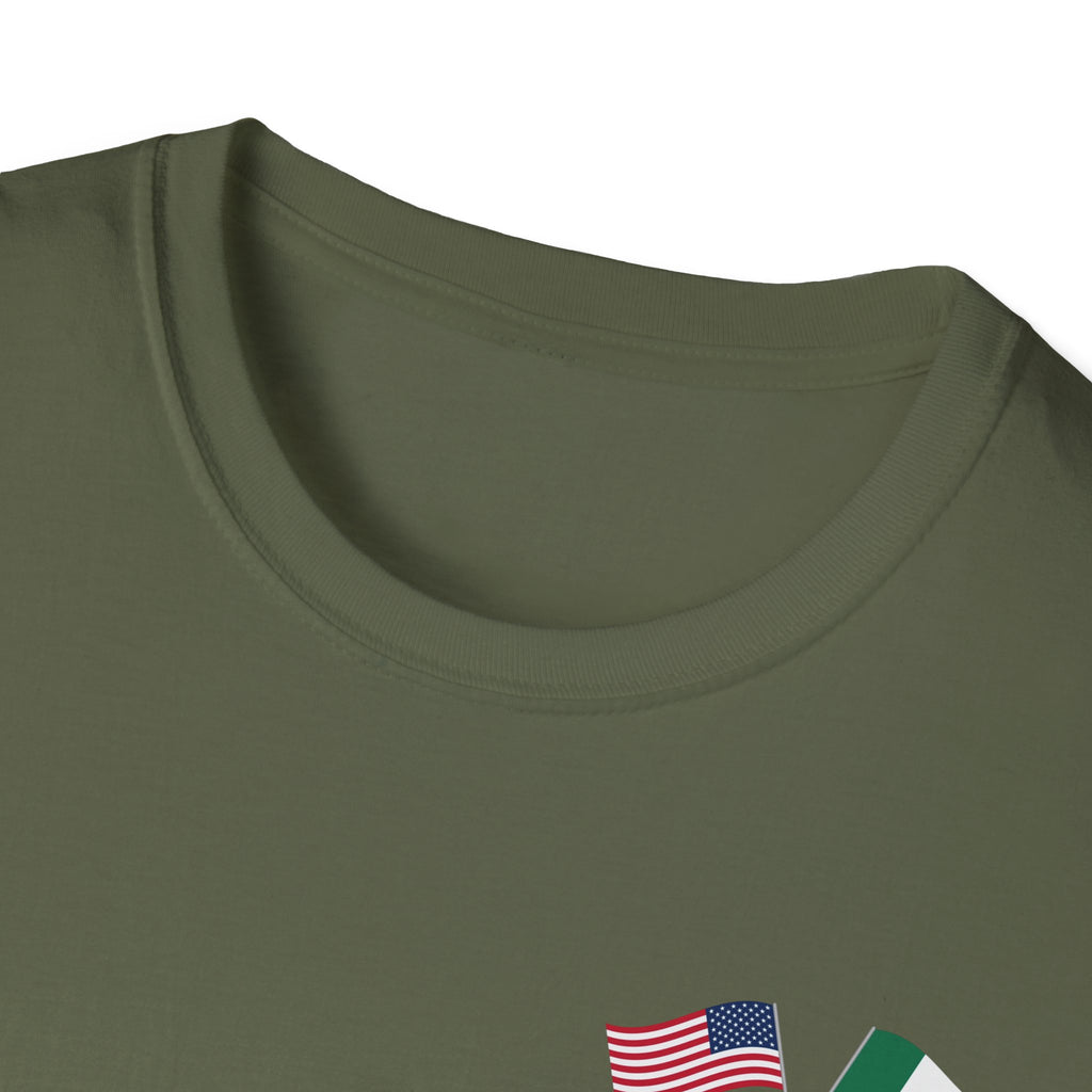 USA Mexico Flag T-Shirt — Small Crossed American & Mexican Flags Tee