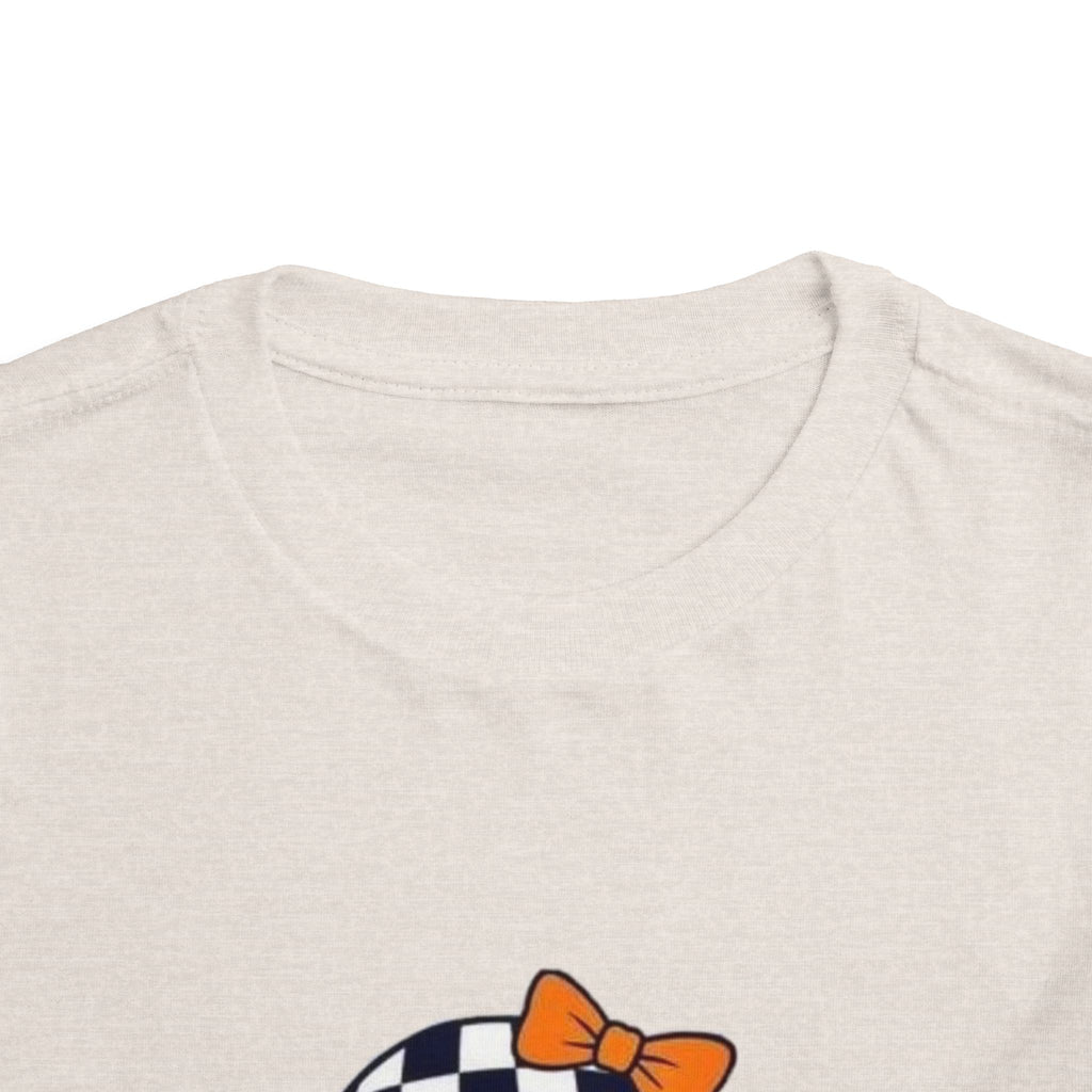 Checkerboard Ghost Toddler Tee — Cute Halloween Bubblegum Design