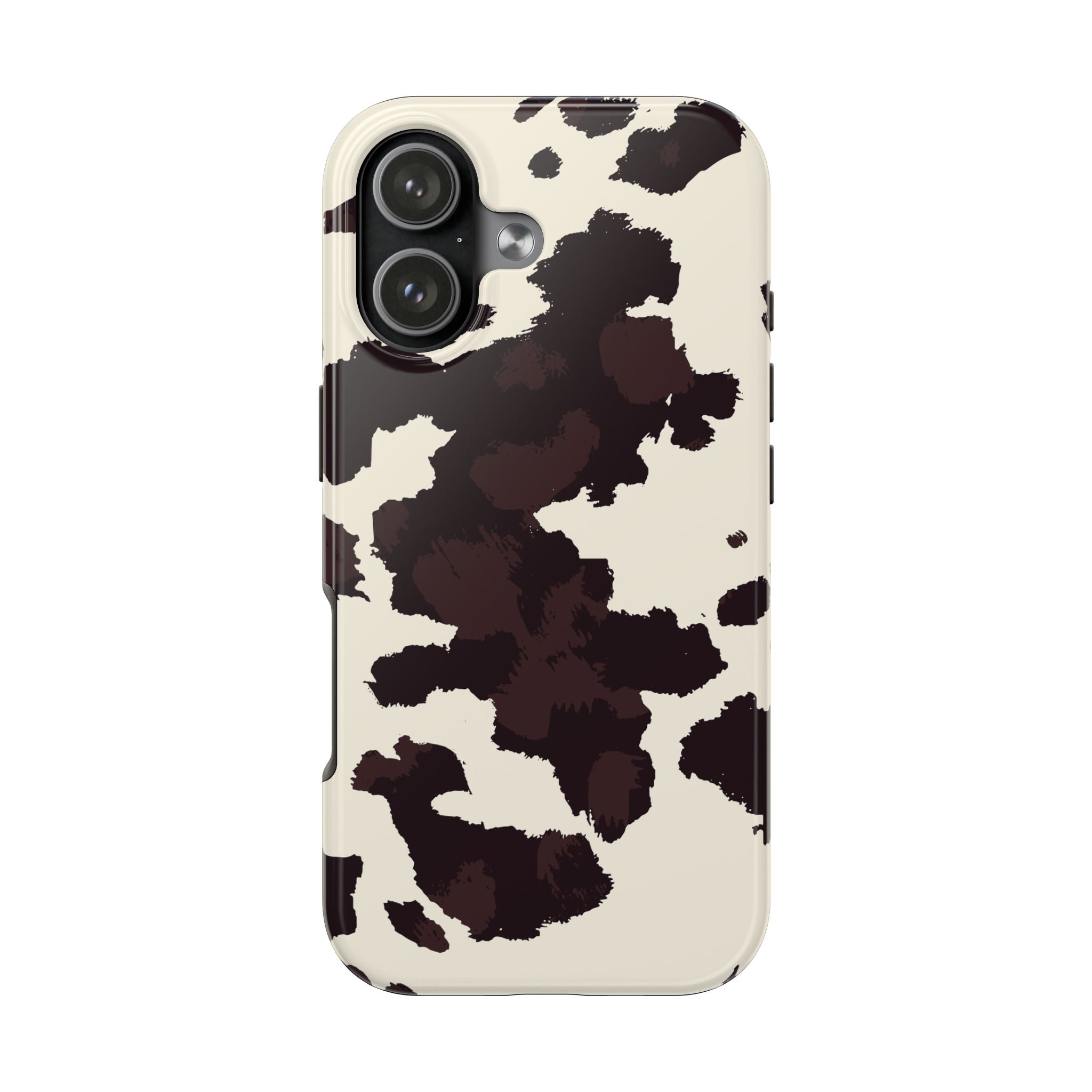 Cow Print Tough Phone Case — Brown Cream Protective Phone Cover
