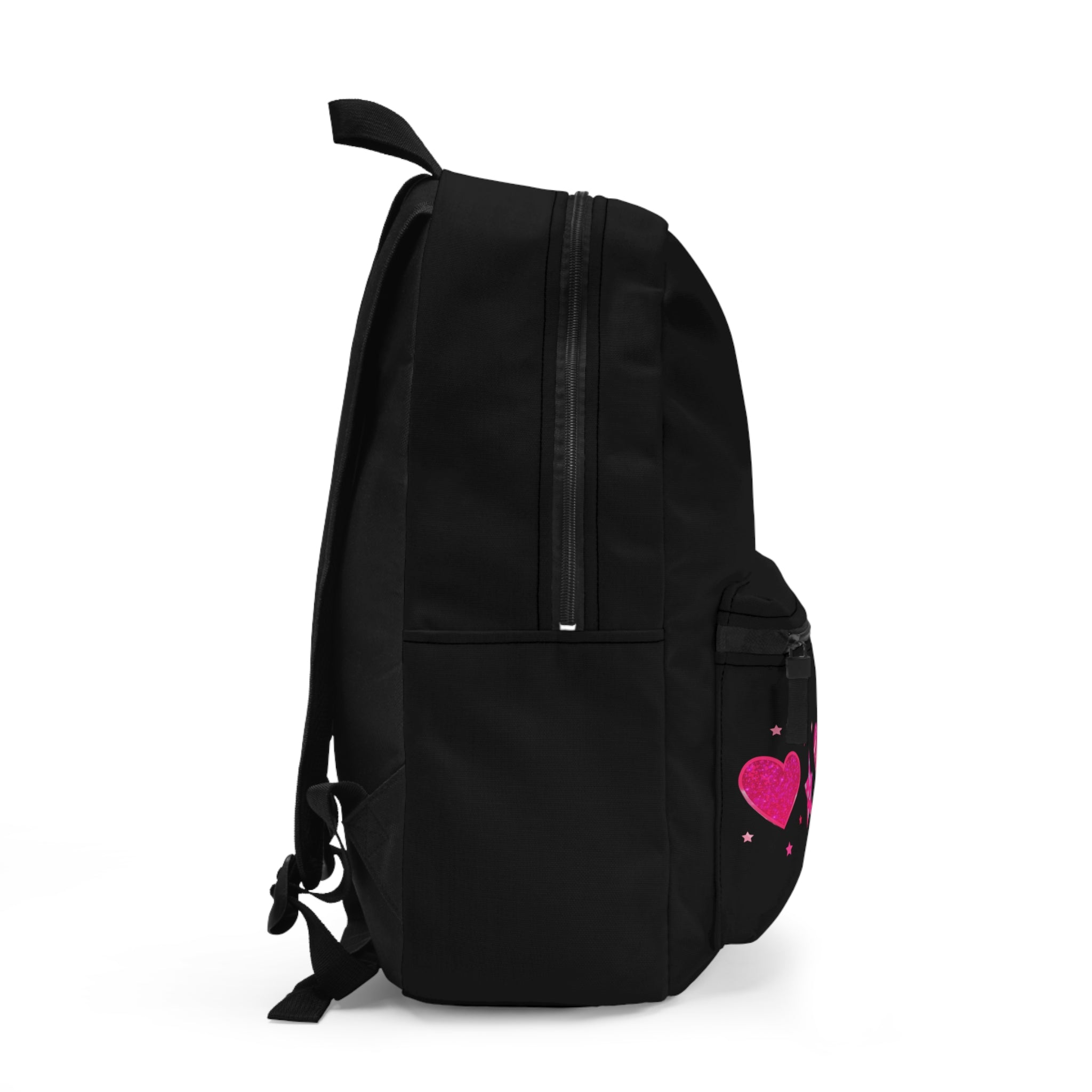 Pink Heart & Stars Backpack — Cute Kids School Bag with Hearts, Stars & Butterfly Accent