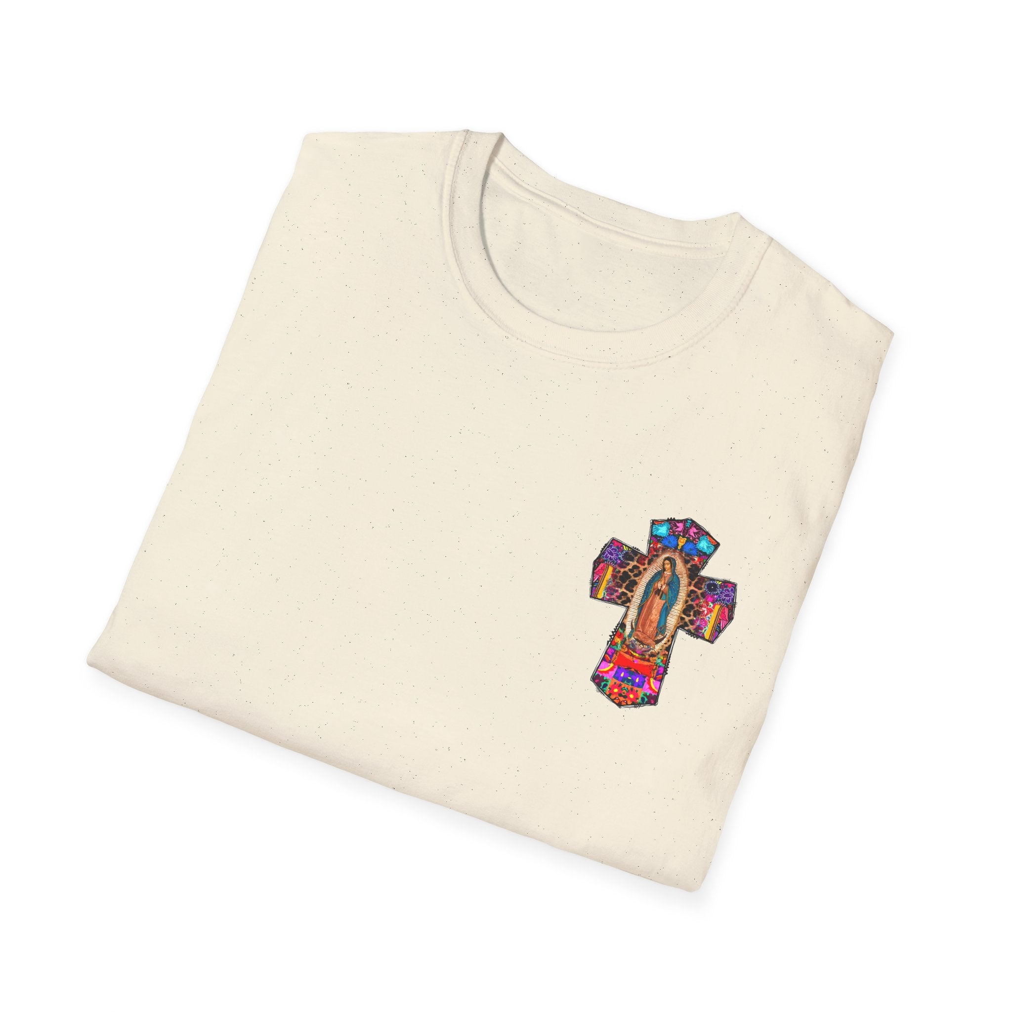 Our Lady of Guadalupe Cross T-Shirt — Colorful Mexican Folk Art Tee