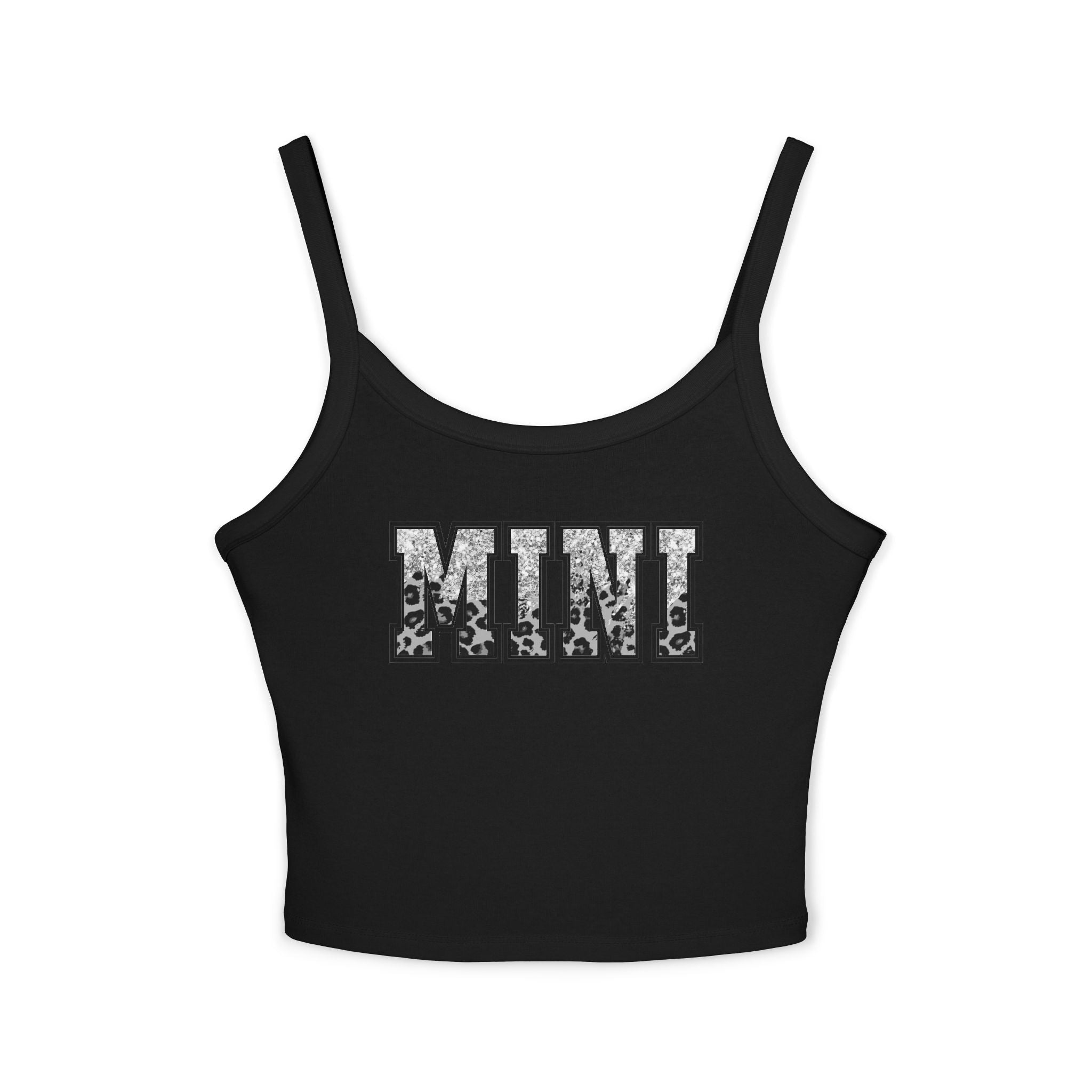 Mini Leopard Print Crop Tank Top — Women's Spaghetti Strap Graphic