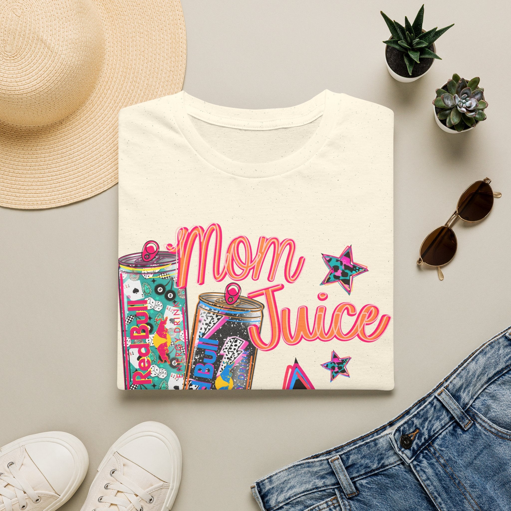 Mom Juice T-Shirt — Funny Red Bull Energy Drink Graphic Tee for Moms
