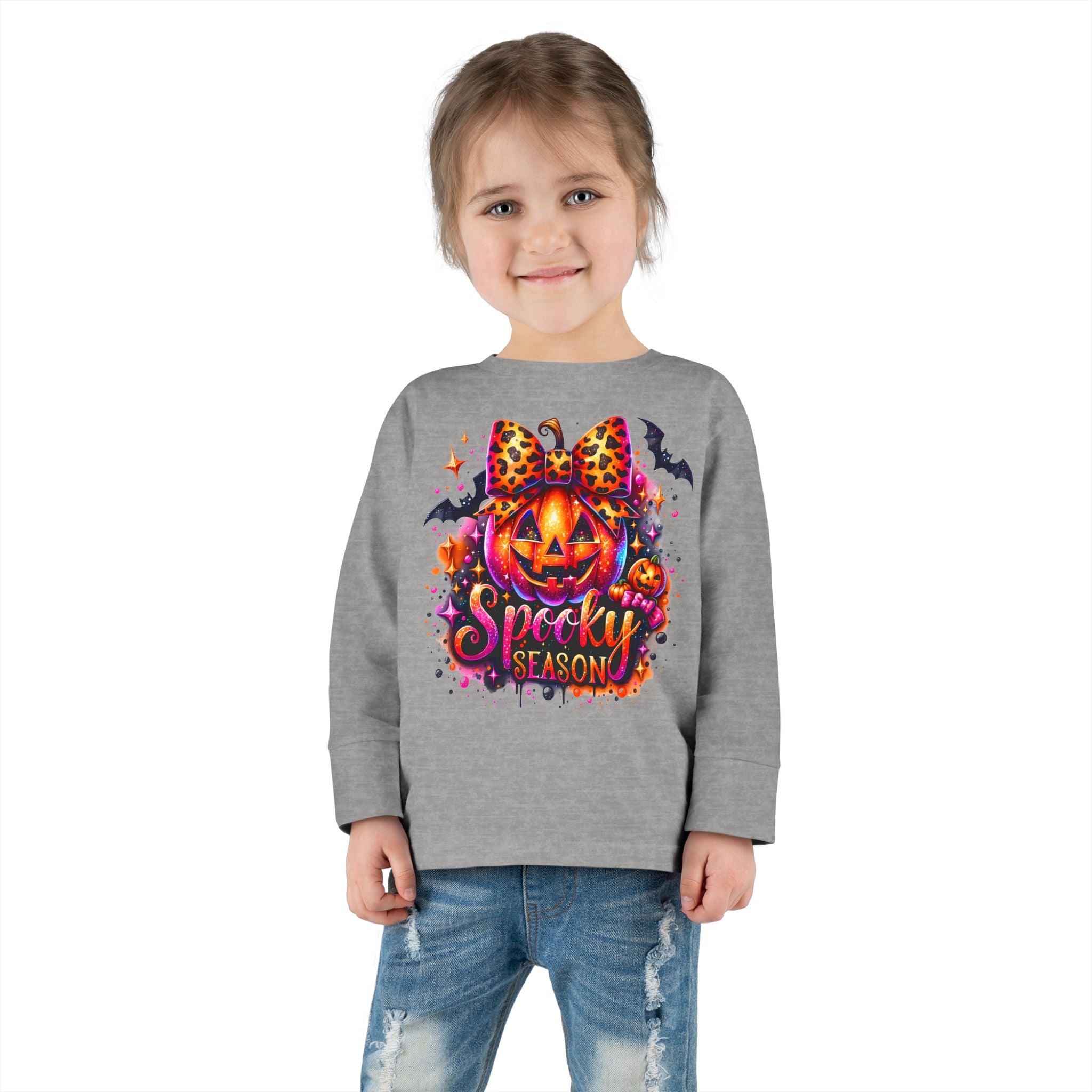 Toddler Long Sleeve Tee — "Spooky Season" Pumpkin Halloween Shirt