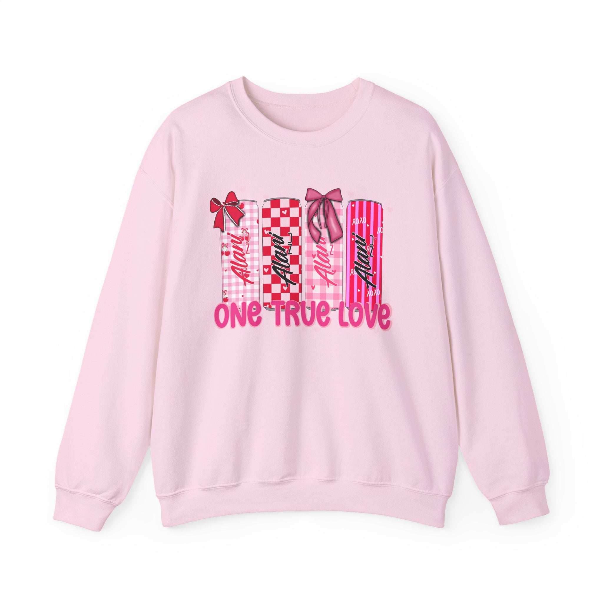 Crewneck Sweatshirt — “One True Love” Pink Gift Boxes Valentine Design