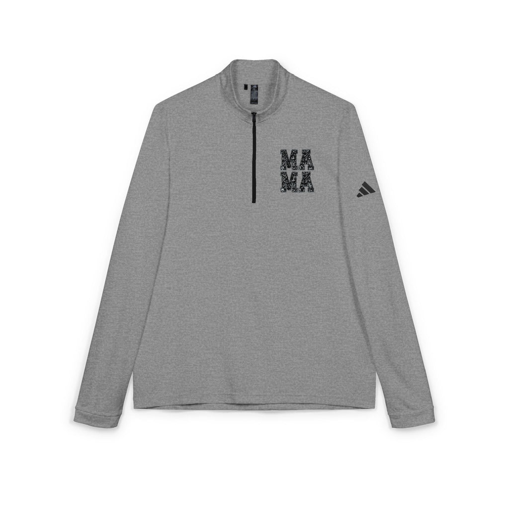 MAMA distressed block letters Quarter-Zip Pullover | Embroidered chest logo