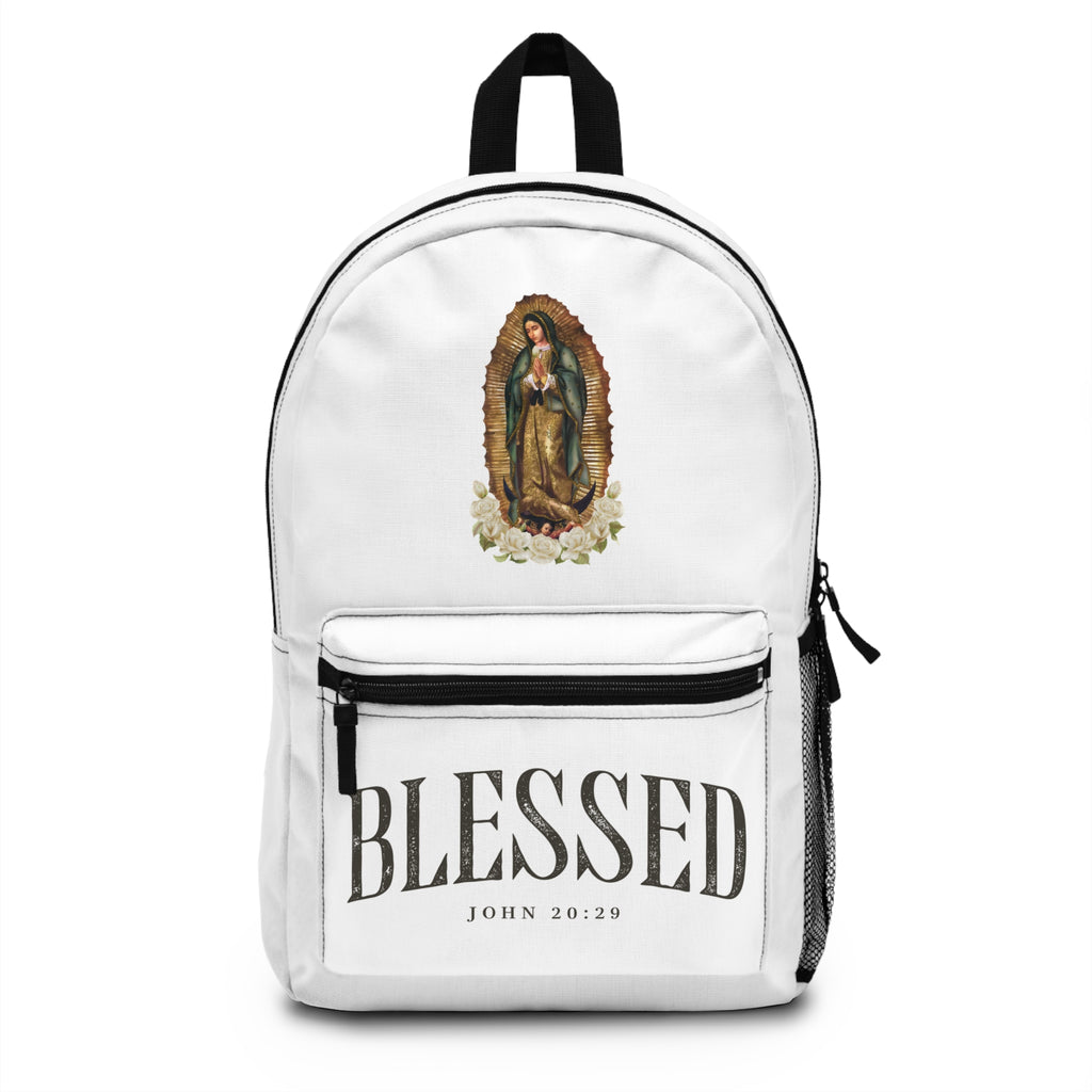 Blessed Backpack — Virgen de Guadalupe Christian Backpack with 'BLESSED' & John 20:29