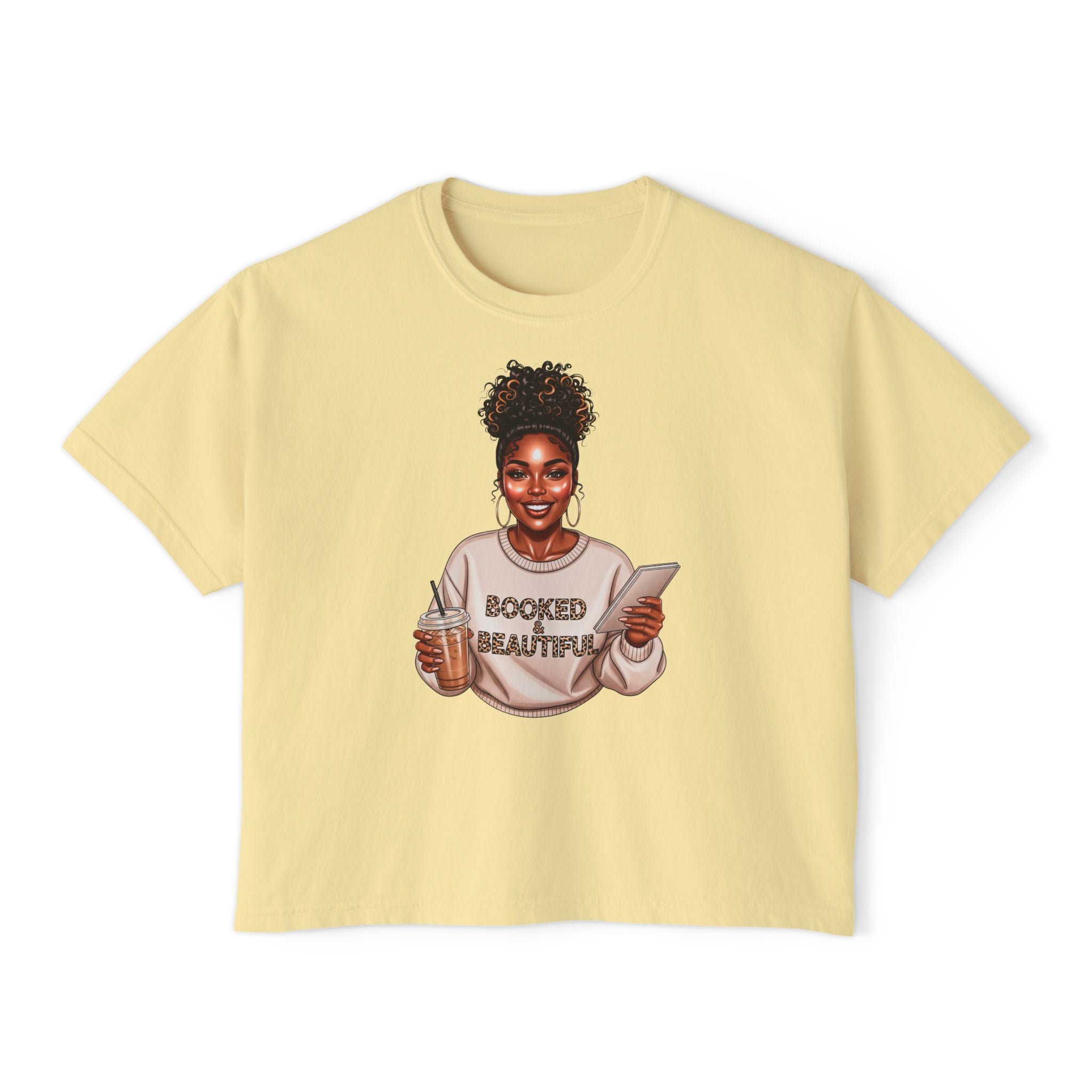 Booked & Beautiful Women's Boxy Tee — Empowering Black Girl Magic Graphic Shirt