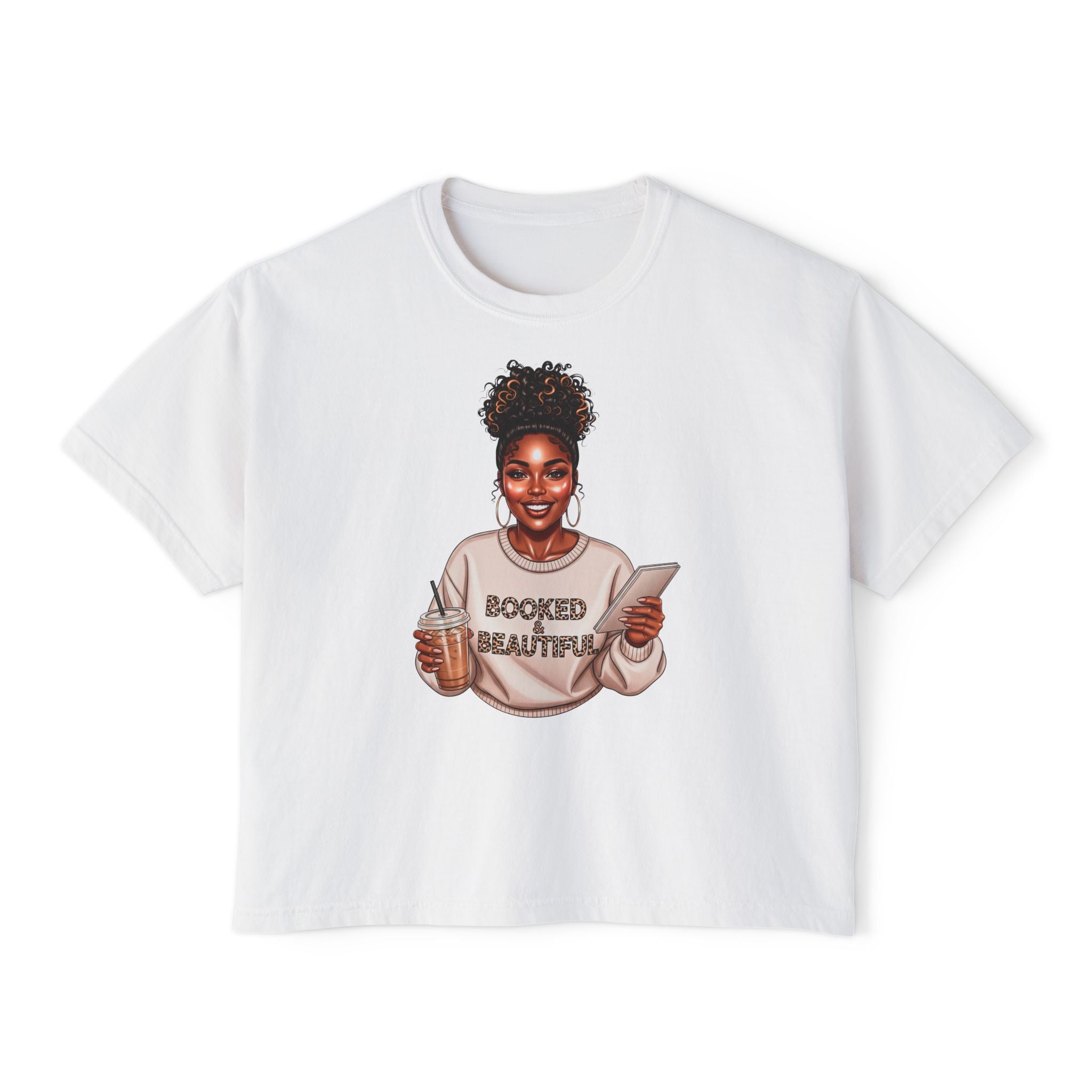 Booked & Beautiful Women's Boxy Tee — Empowering Black Girl Magic Graphic Shirt