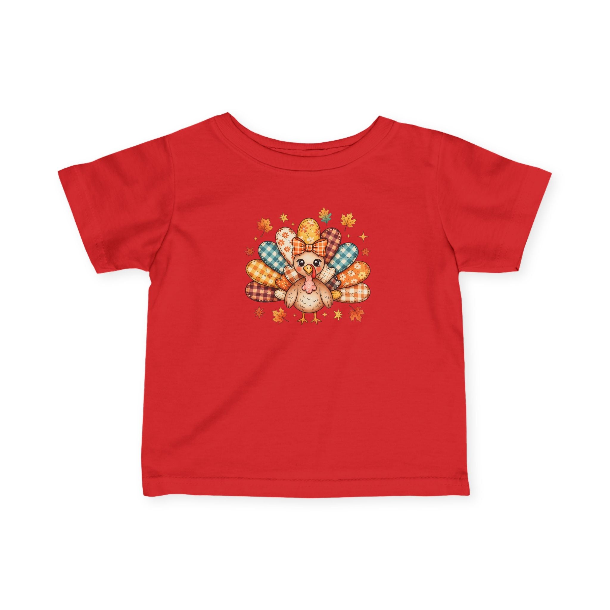 Infant Tee — Cute Thanksgiving Patchwork Turkey Baby Shirt