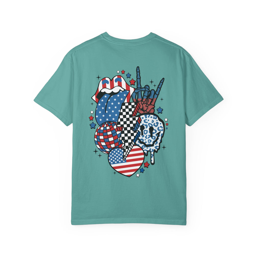 American Flag Rock Tongue T-Shirt