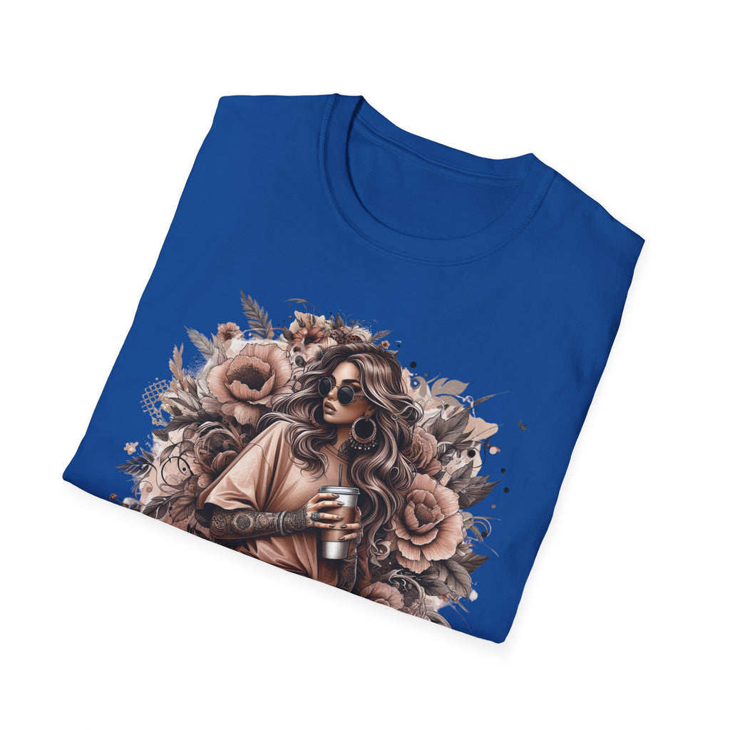 Graphic T-Shirt - 'Stay Humble' Floral Girl Vintage Coffee Tee