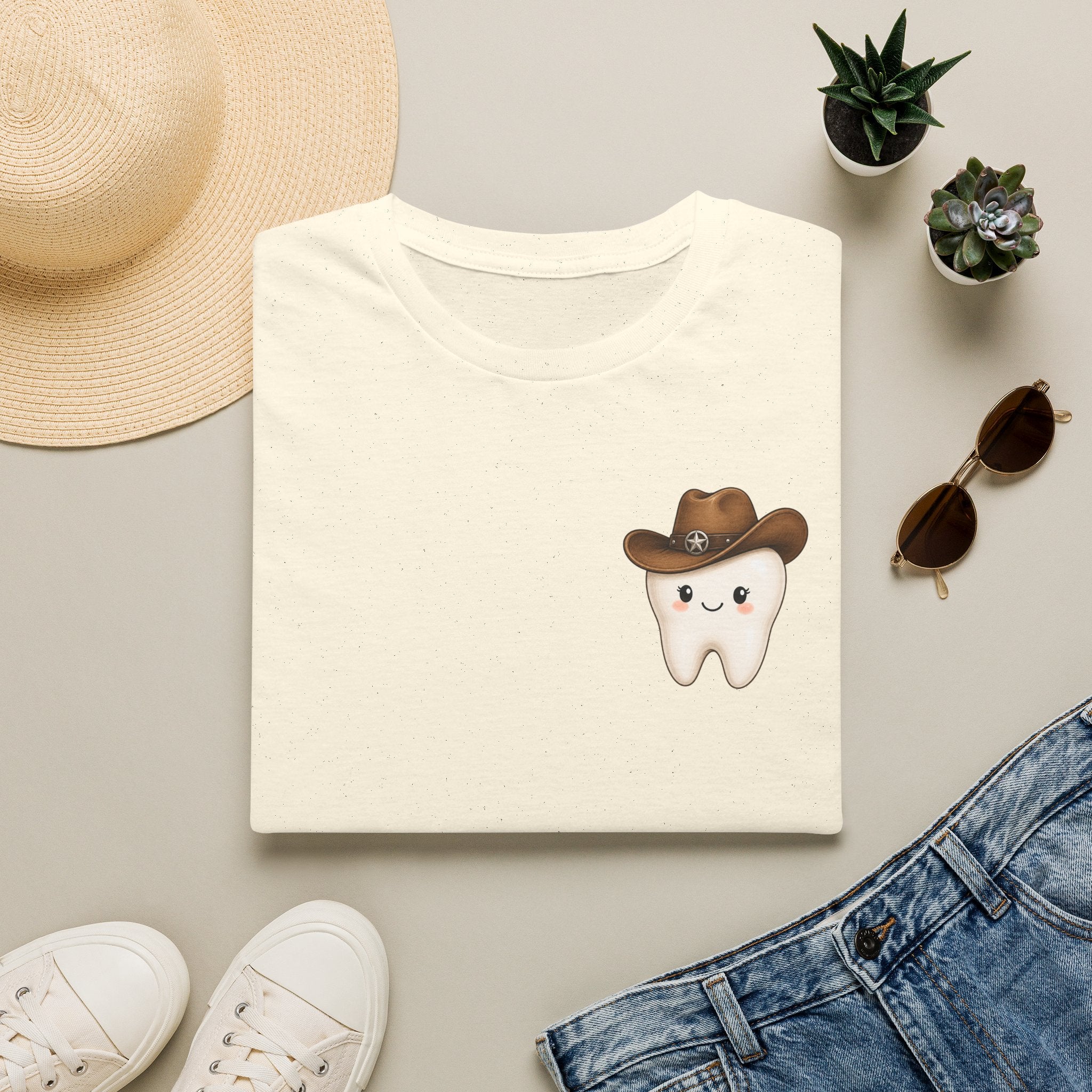 Cowboy Tooth Tee — Cute Western Dental Graphic T-Shirt