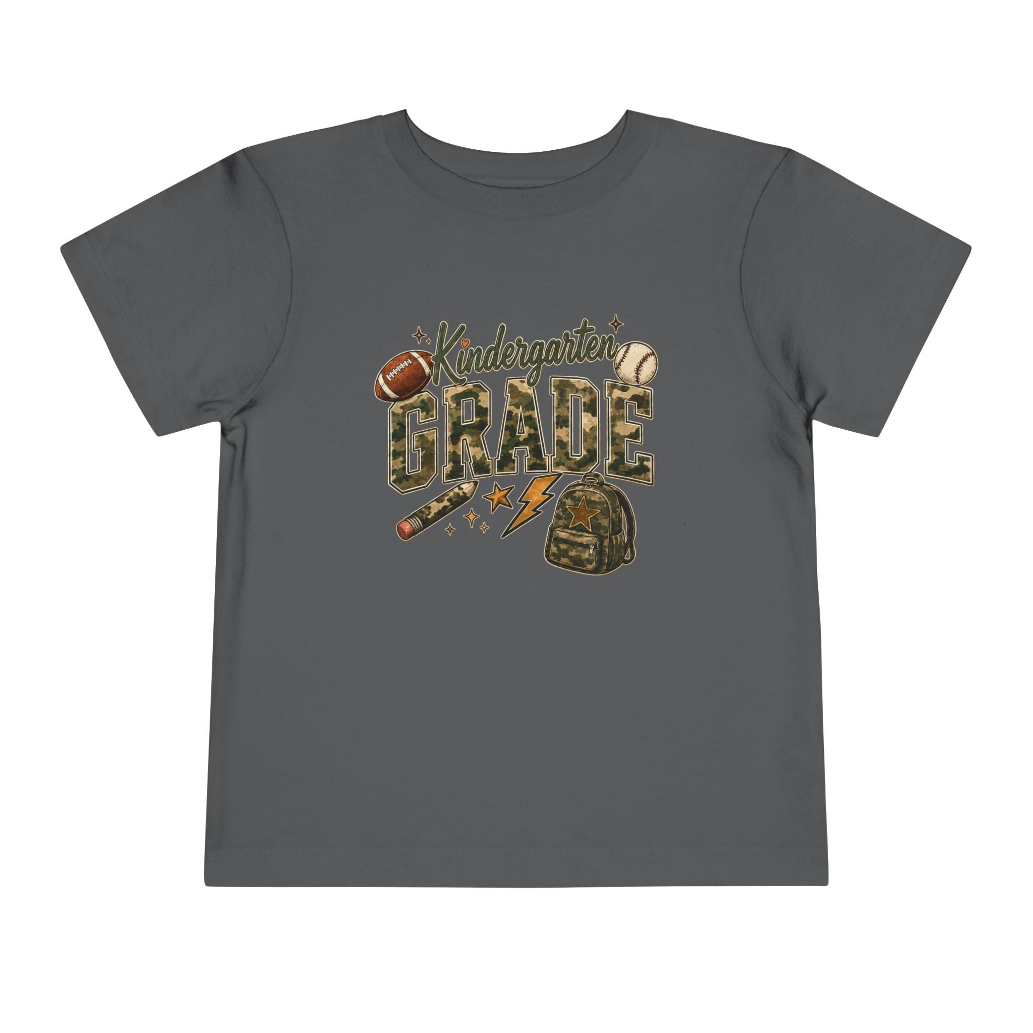 Kindergarten Grade Toddler Tee — Cute Back-to-School Football & Backpack Shirt
