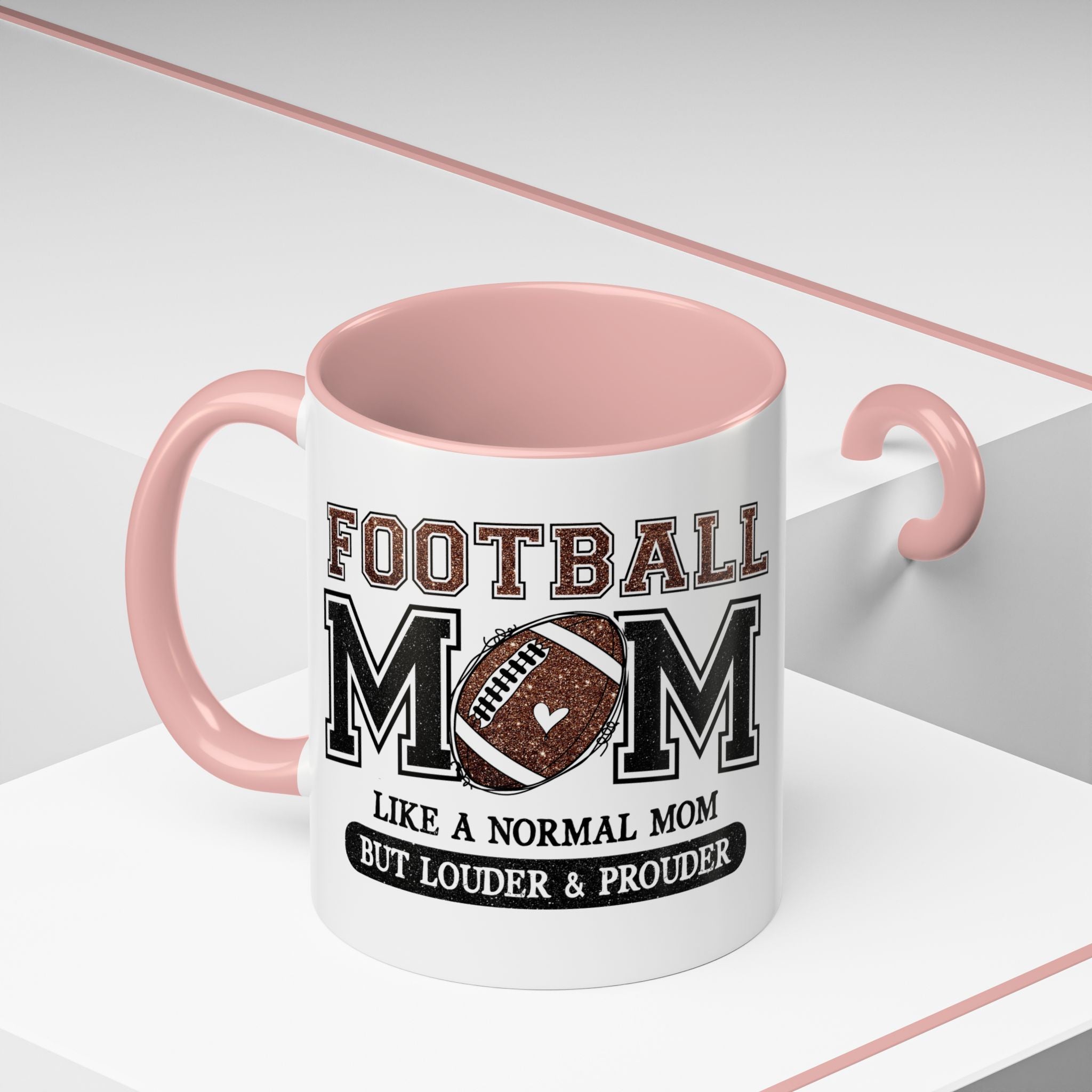 Football Mom Accent Coffee Mug — Proud Mom Black-Trim 11/15oz