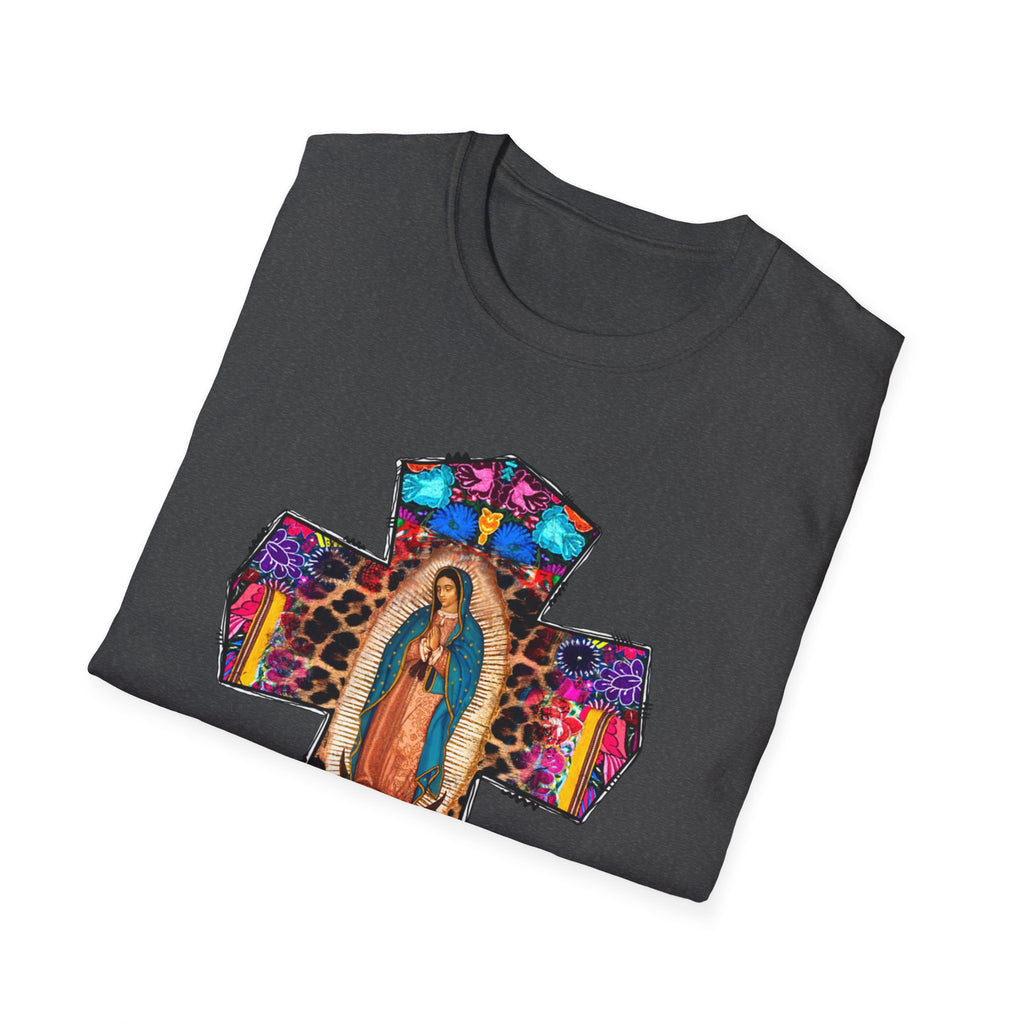 Our Lady of Guadalupe Cross T-Shirt | Religious Mexican Folk Art