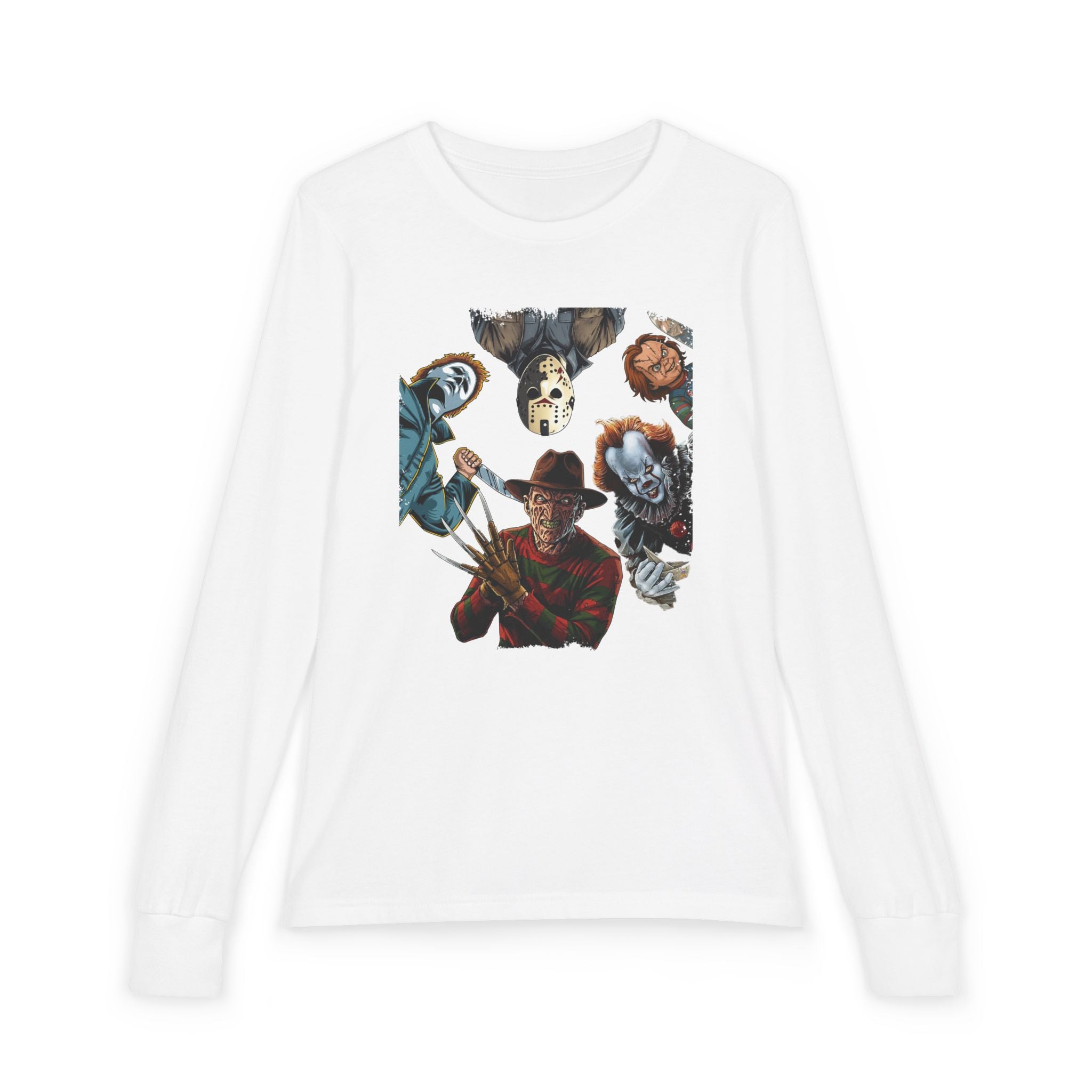 Horror Icons Youth Long Sleeve Tee - Freddy, Jason & More Graphic