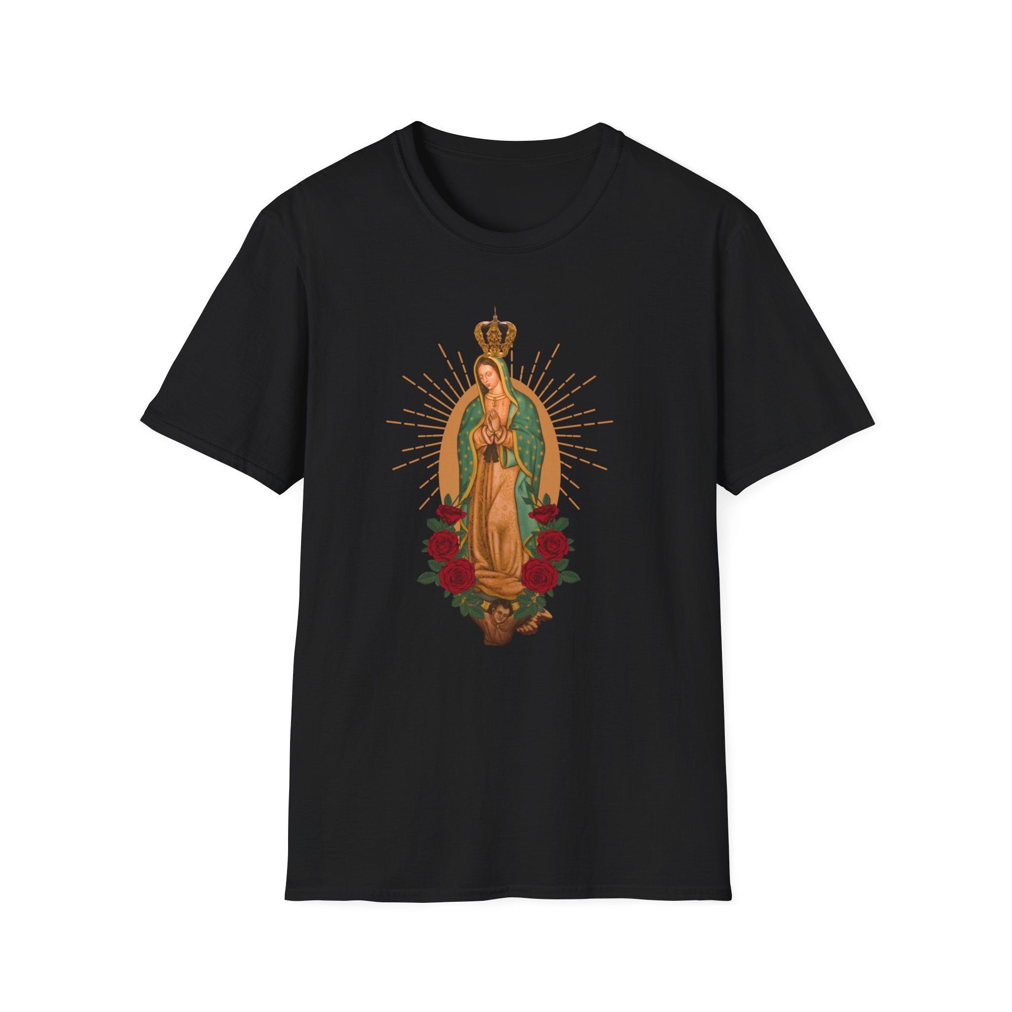 Our Lady of Guadalupe illustration T-Shirt | Virgin Mary, roses, devotional art