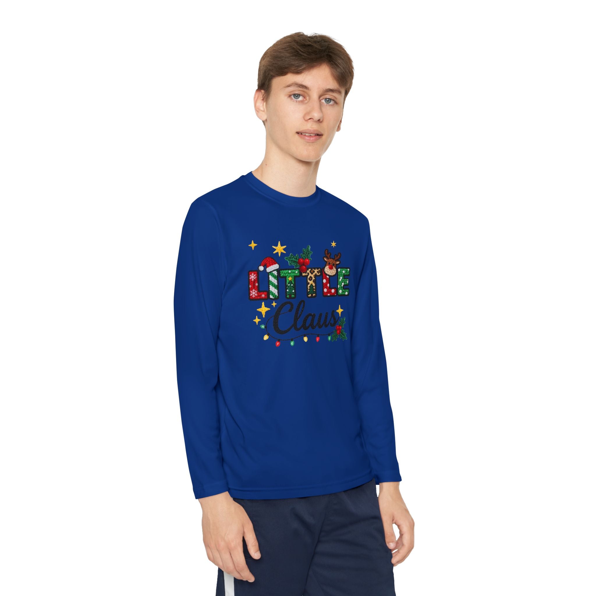 Youth Long Sleeve Tee - "Little Claus" Christmas Kids Shirt
