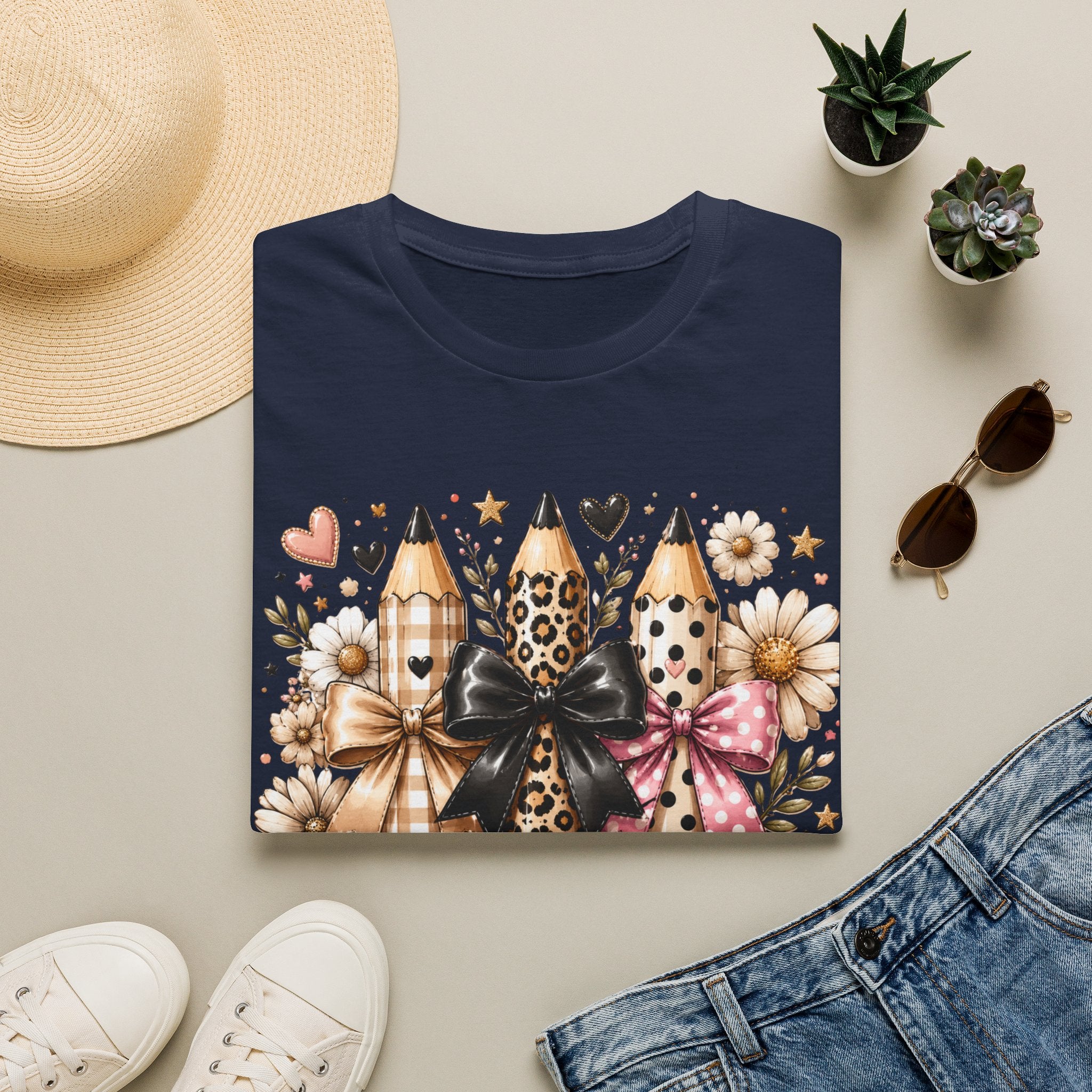 Teacher Pencil Trio Graphic T-Shirt — Leopard & Bow Back-to-School Tee
