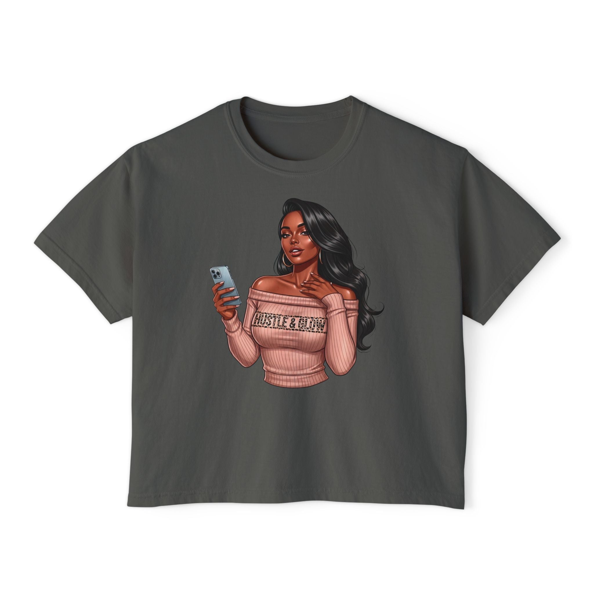 Curvy Girl Boss Boxy Tee — 'Just A Girl' Graphic Women's Crop T-Shirt