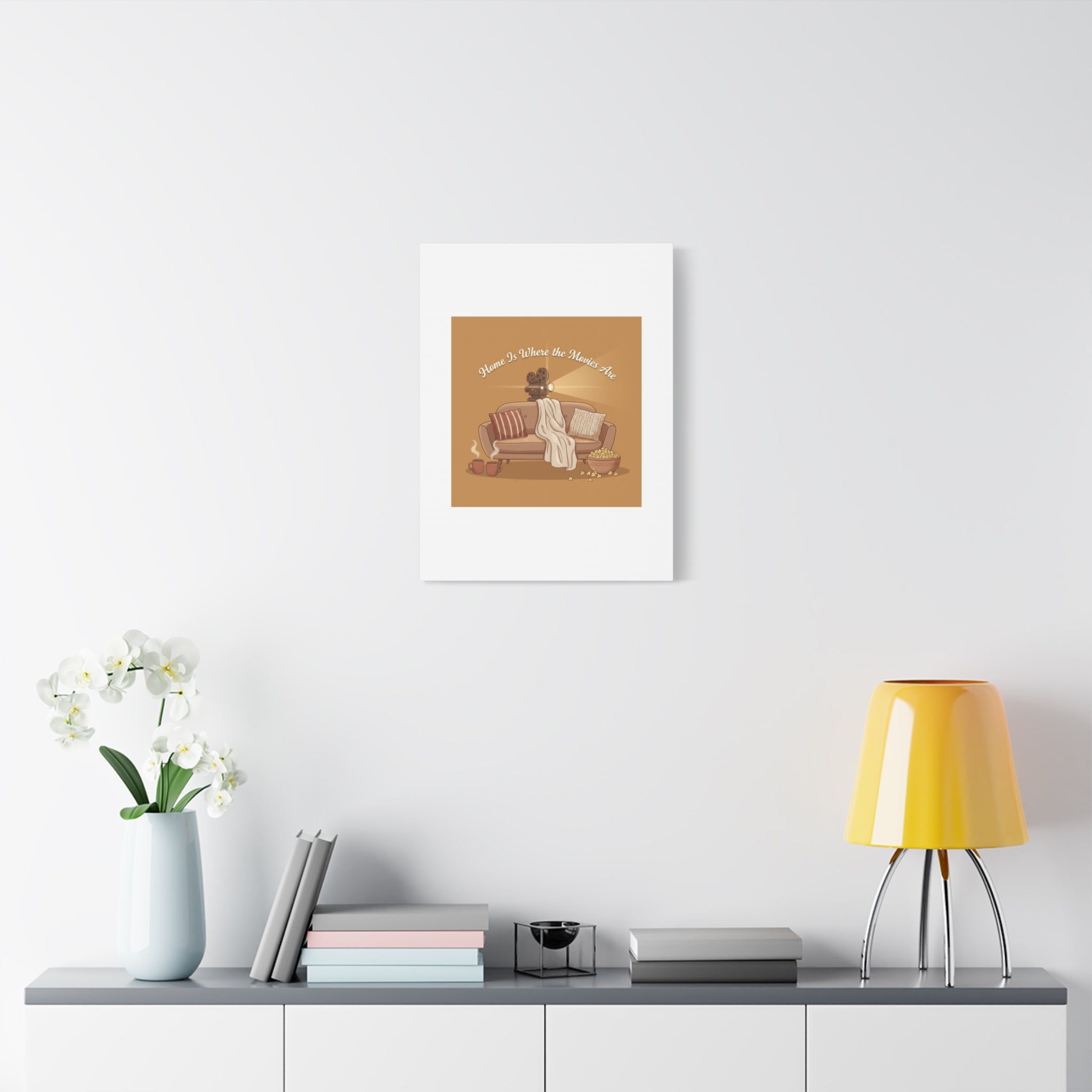 Home Is Where the Movies Are Canvas | cozy night art, home cinema decor