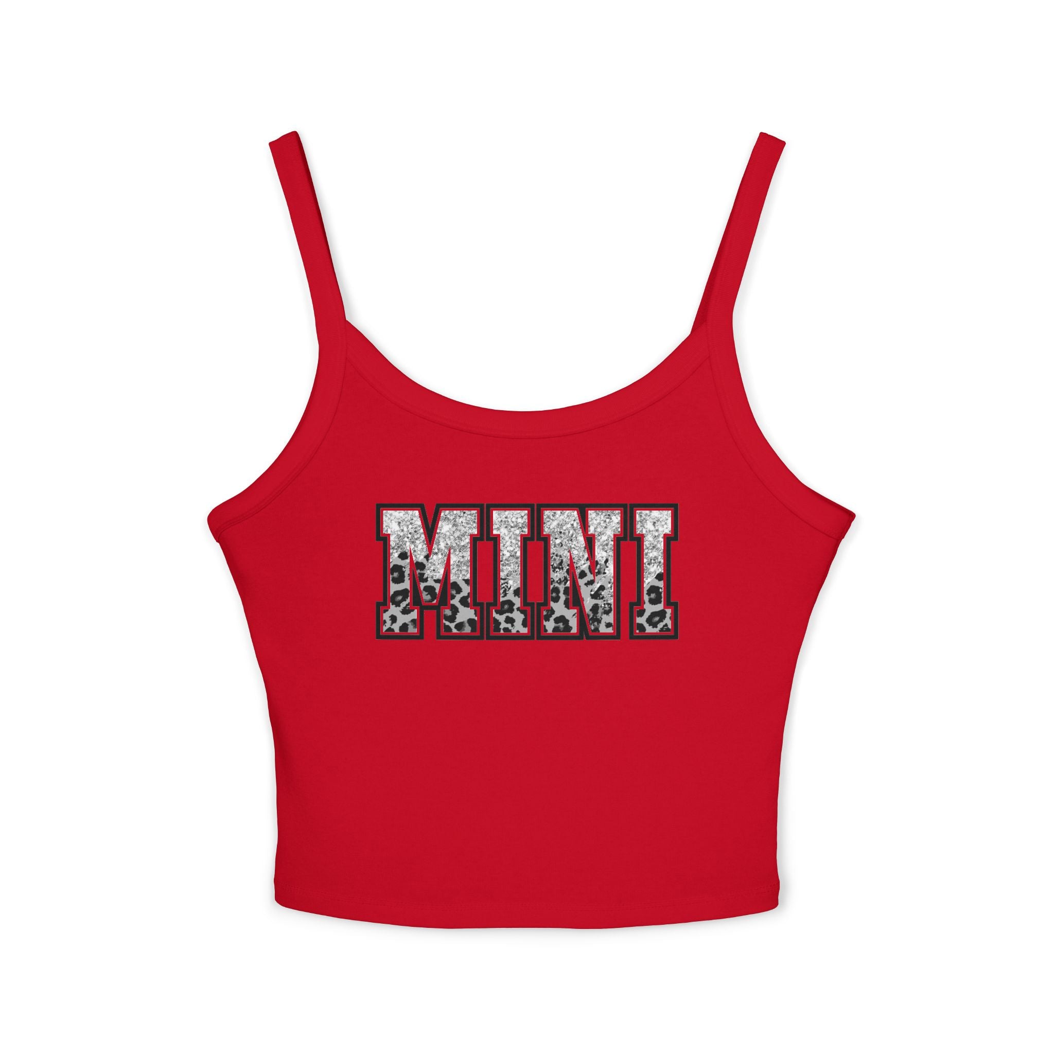 Mini Leopard Print Crop Tank Top — Women's Spaghetti Strap Graphic