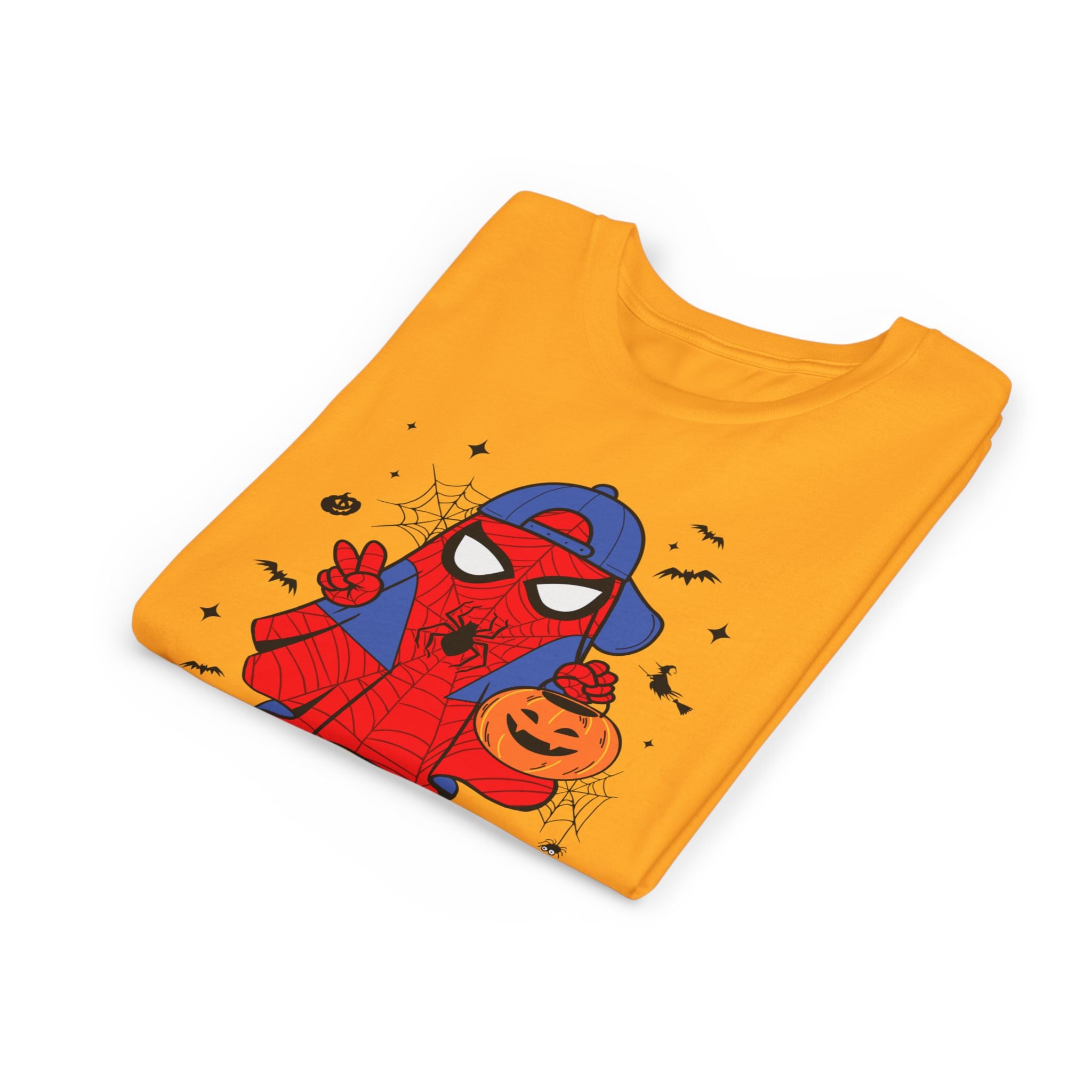 Kids Halloween Spider Superhero Tee – Cute Trick-or-Treat Pumpkin Design