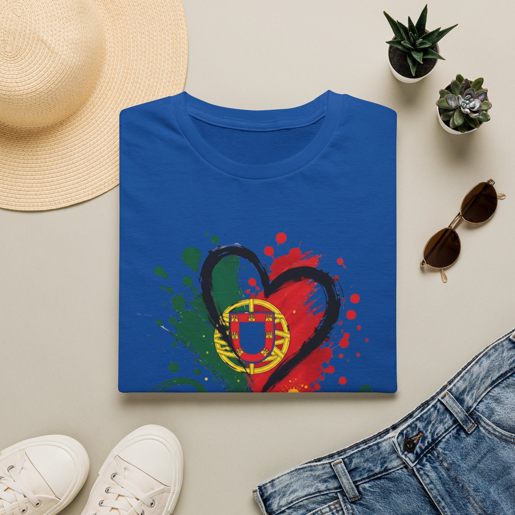 Portugal Heart Flag T-Shirt — Watercolor Portugal Graphic Tee