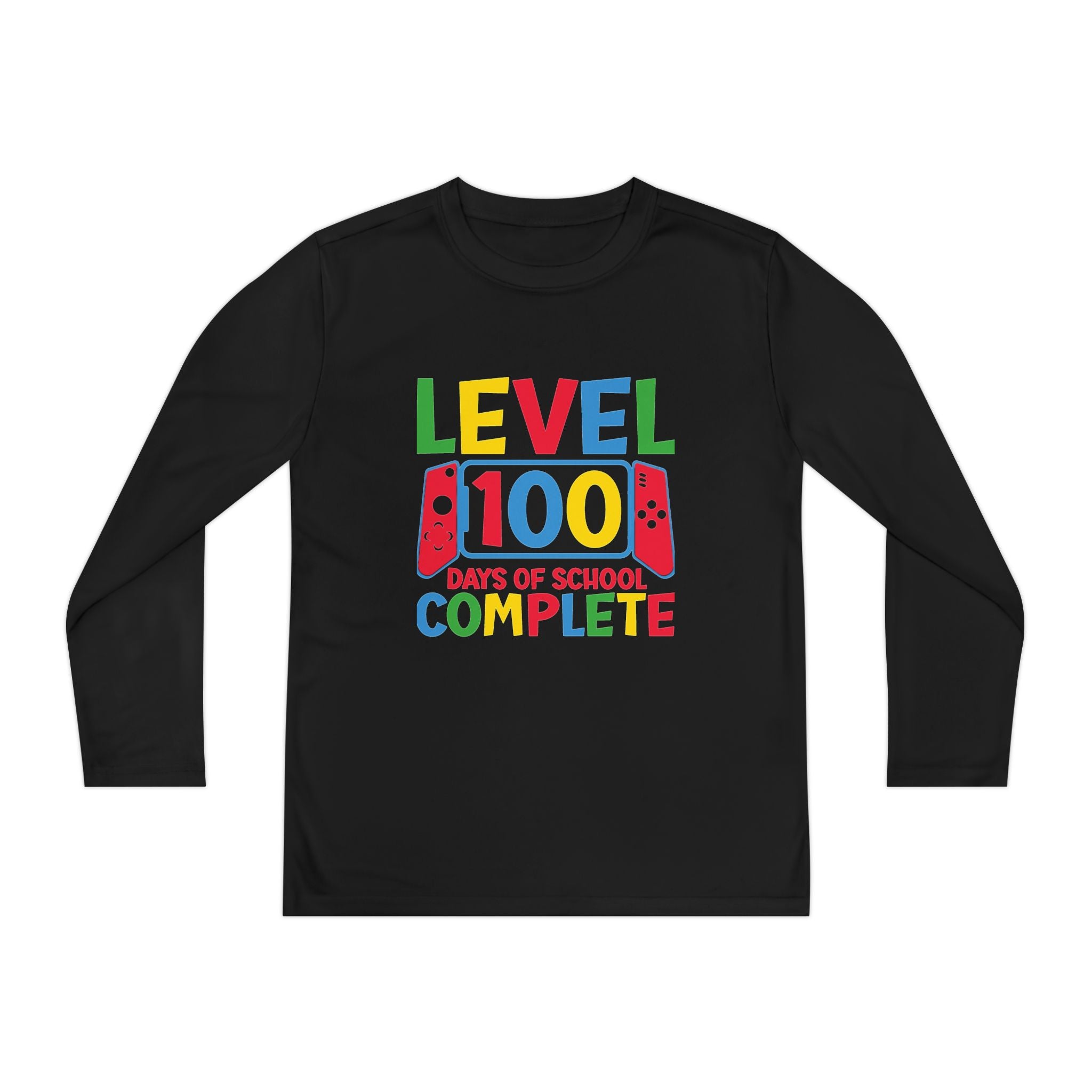 Youth Long Sleeve Shirt - "Level 100 Days of School Complete" 100th Day Celebration Tee