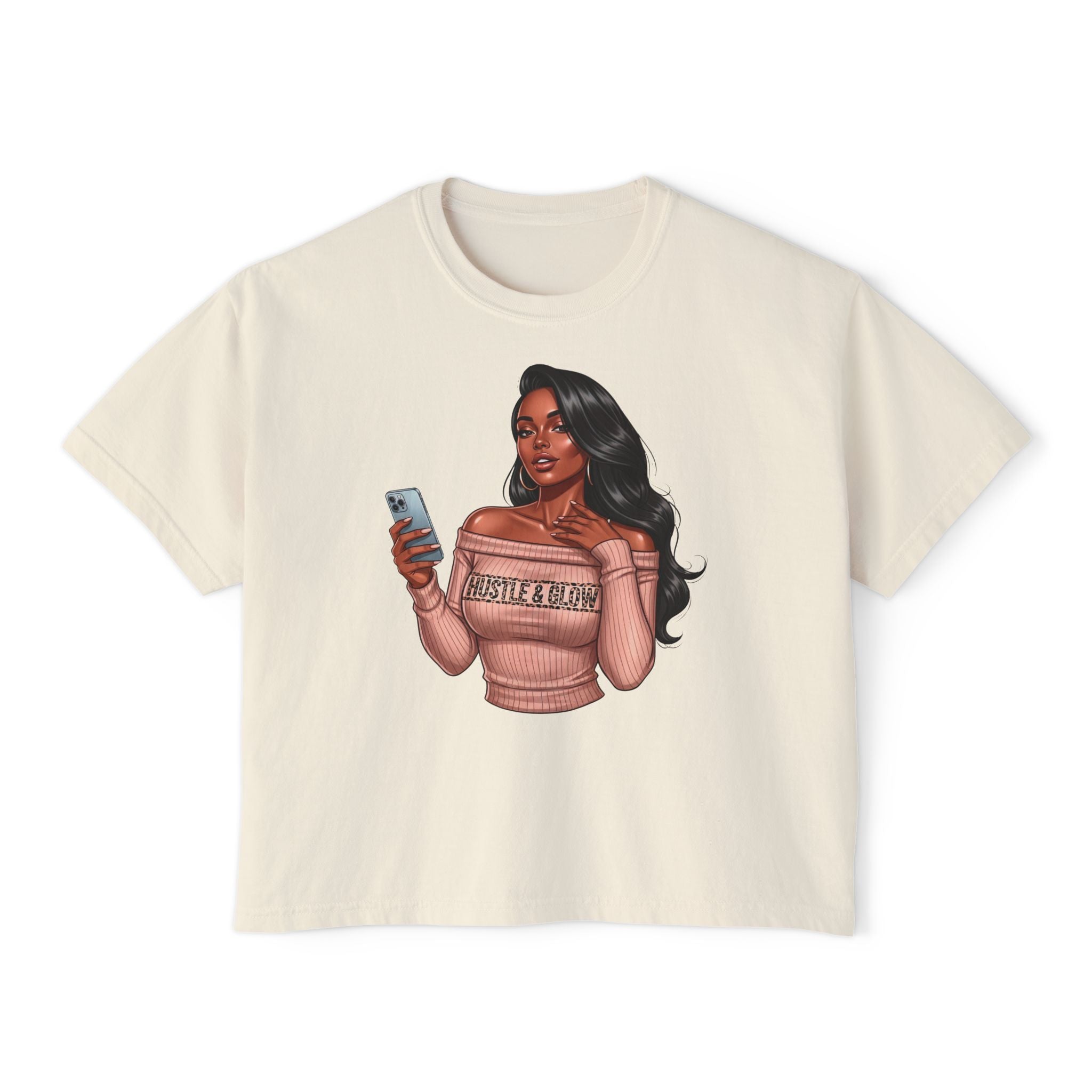 Curvy Girl Boss Boxy Tee — 'Just A Girl' Graphic Women's Crop T-Shirt