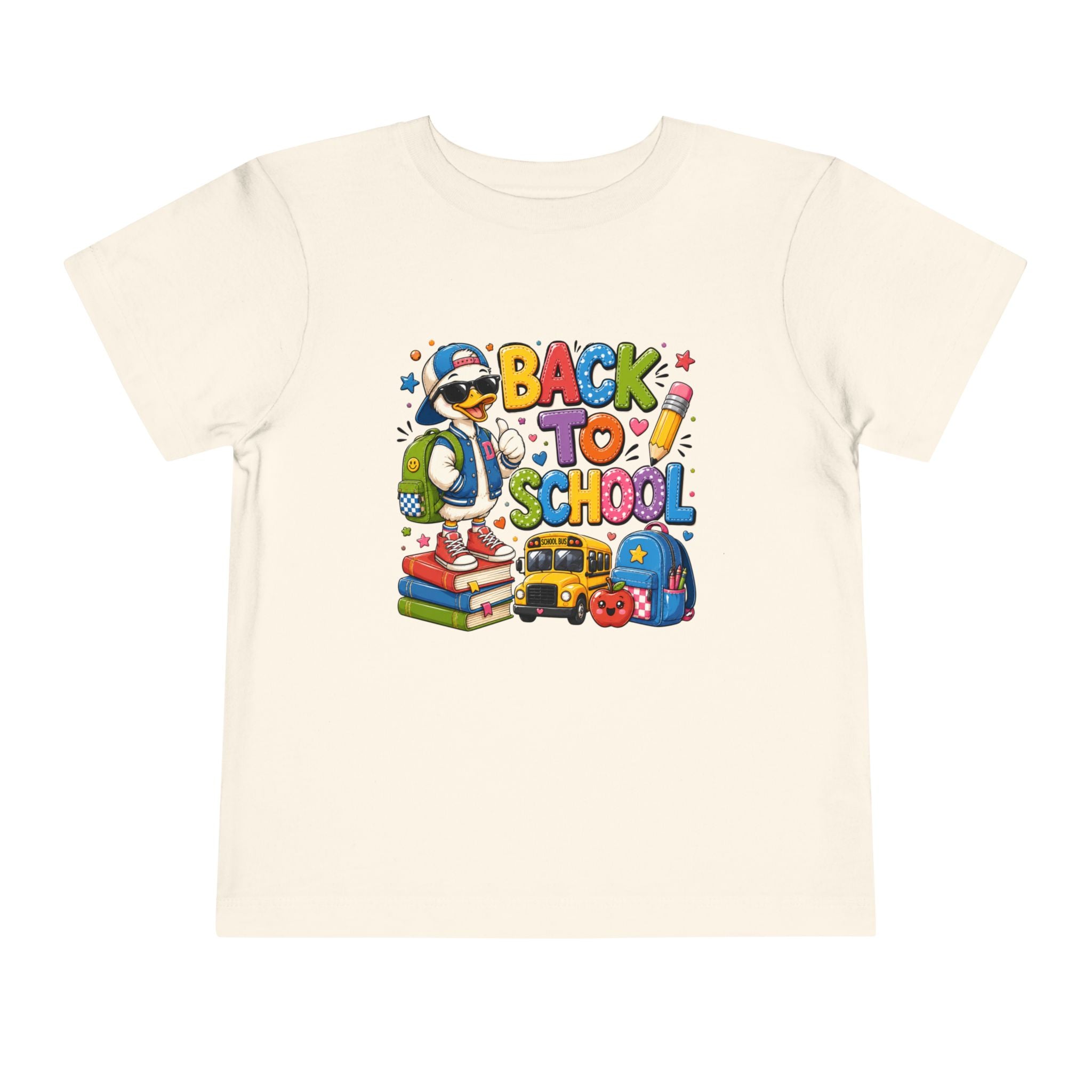 Back to School Toddler Tee — Cute Penguin School Bus Design